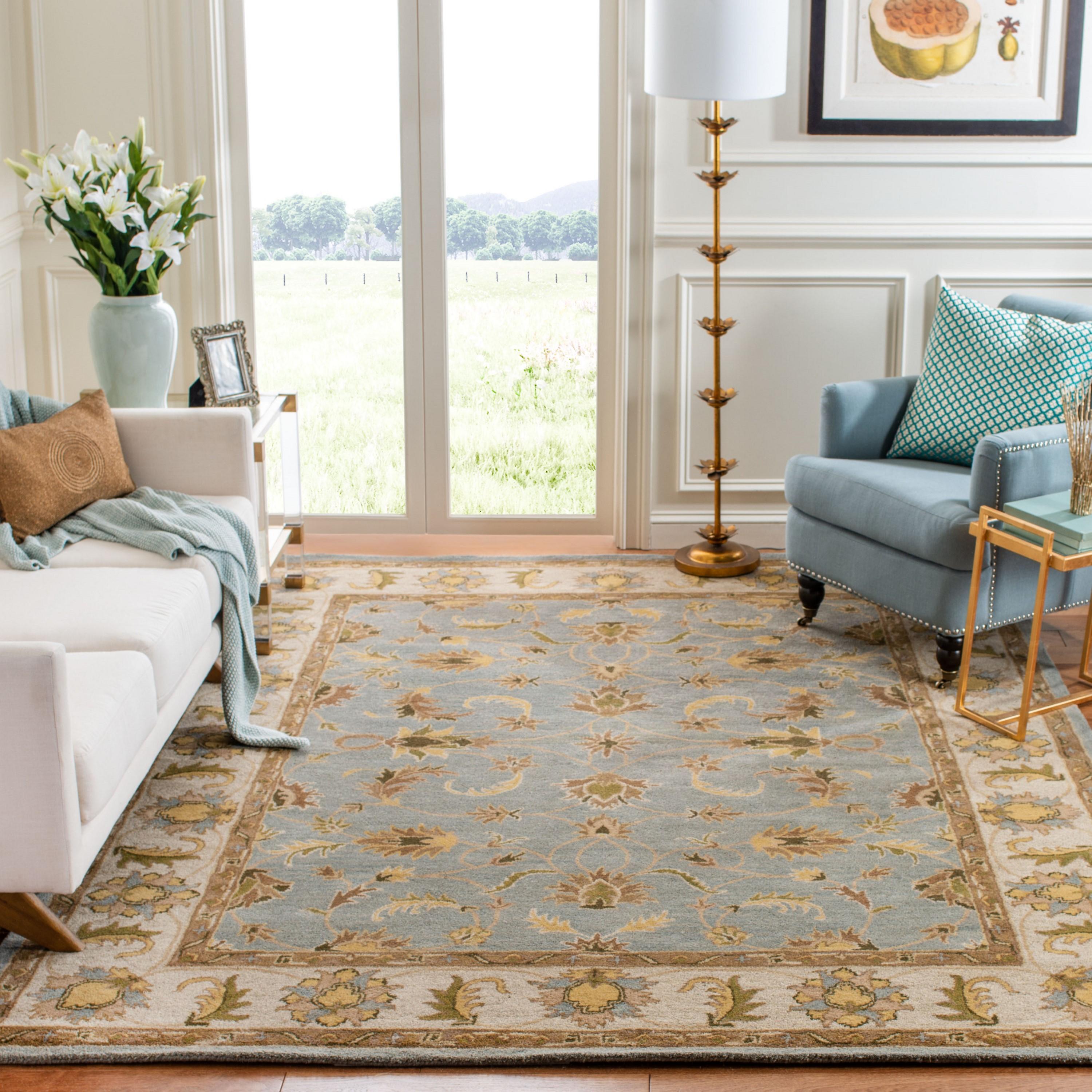 Heritage HG913 Hand Tufted Area Rug - Light Blue/Beige - 8'9"x11'9" - Safavieh.