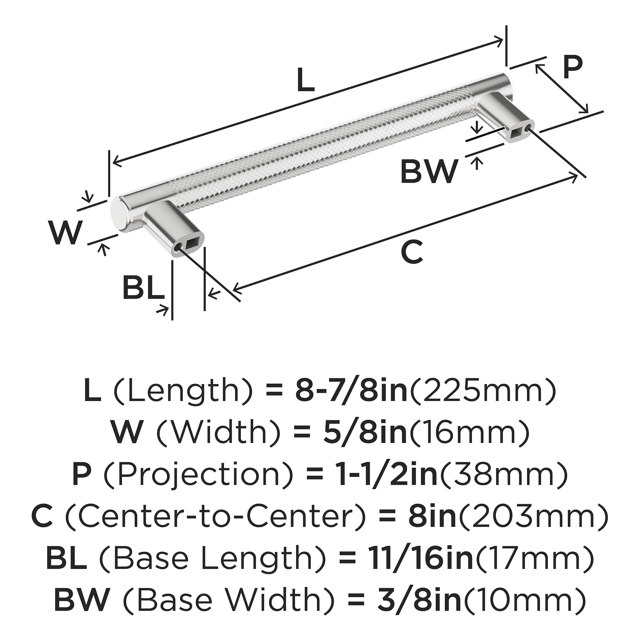 Amerock Bronx 8 inch (203mm) Center-to-Center Polished Chrome Cabinet Pull