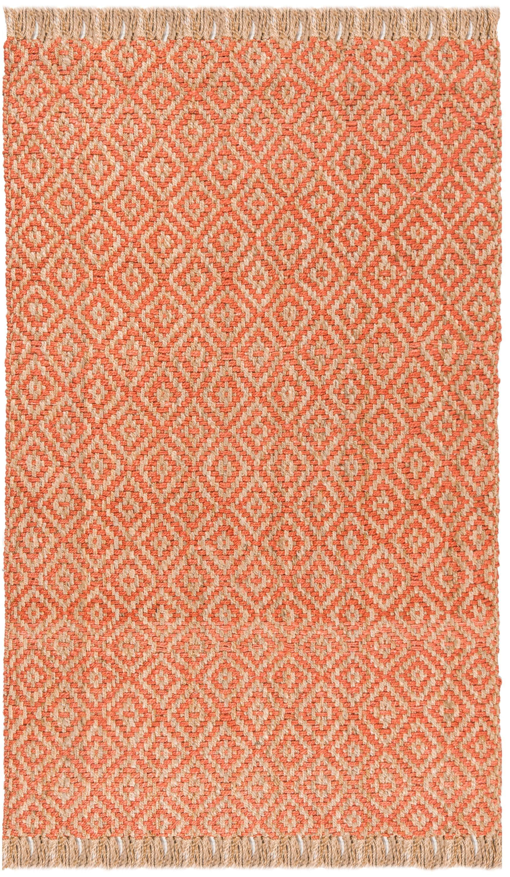 Natural Fiber NF266 Hand Woven Indoor Area Rug - Orange/Natural - 4'x6' - Safavieh.