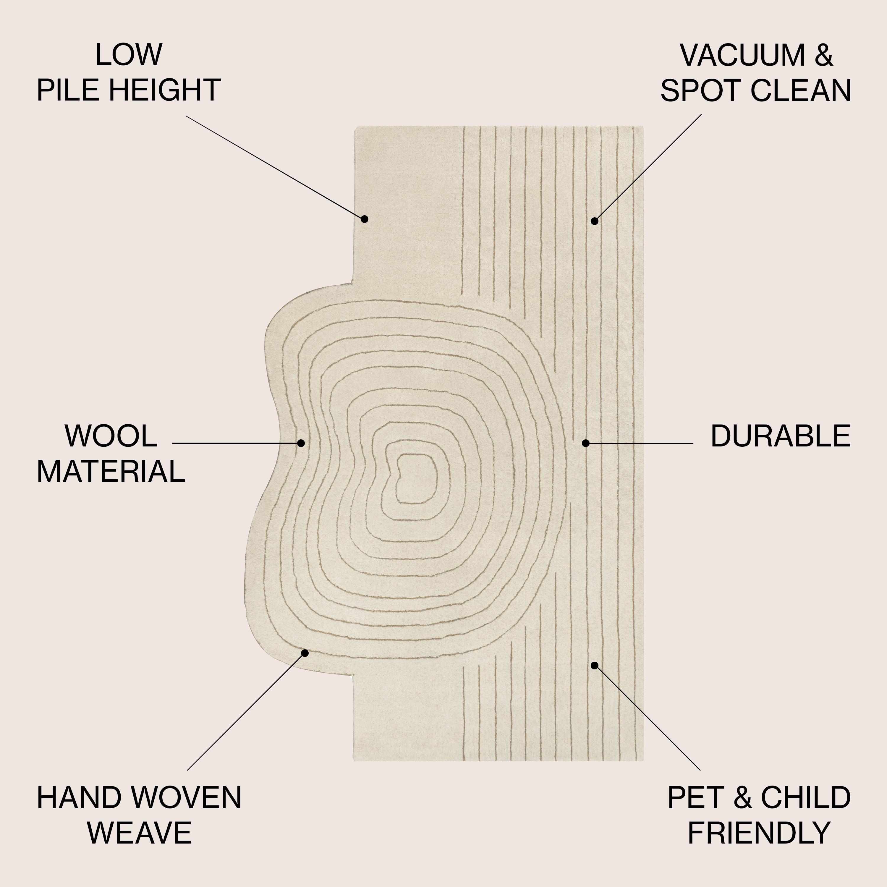 JONATHAN Y Retro Bohemian Abstract Striped Handwoven Wool Ivory/Beige 6 ft. x 9 ft. Area Rug