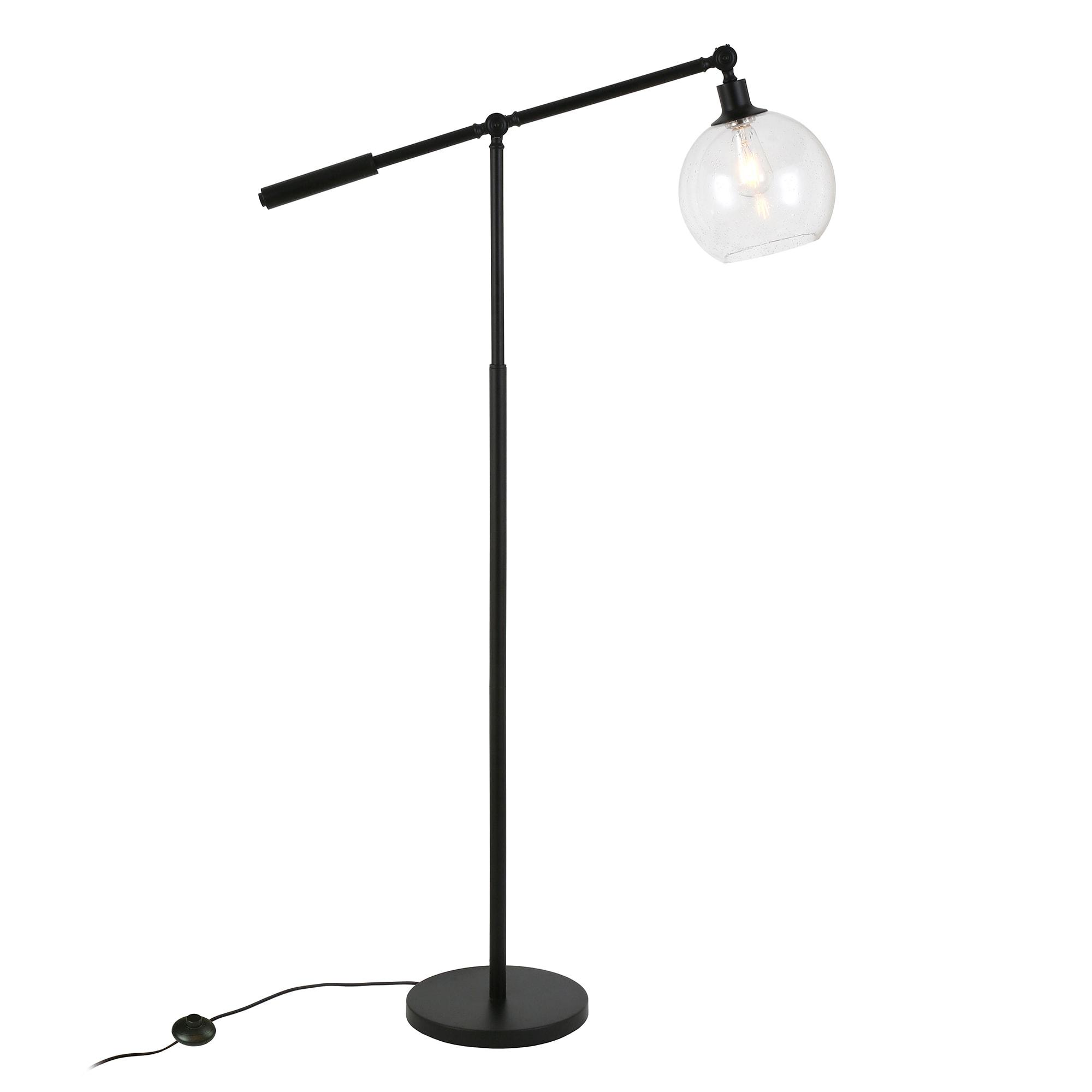 Evelyn&Zoe Dardan 60.62" Tall Floor Lamp with Glass shade in Blackened Bronze/Seeded