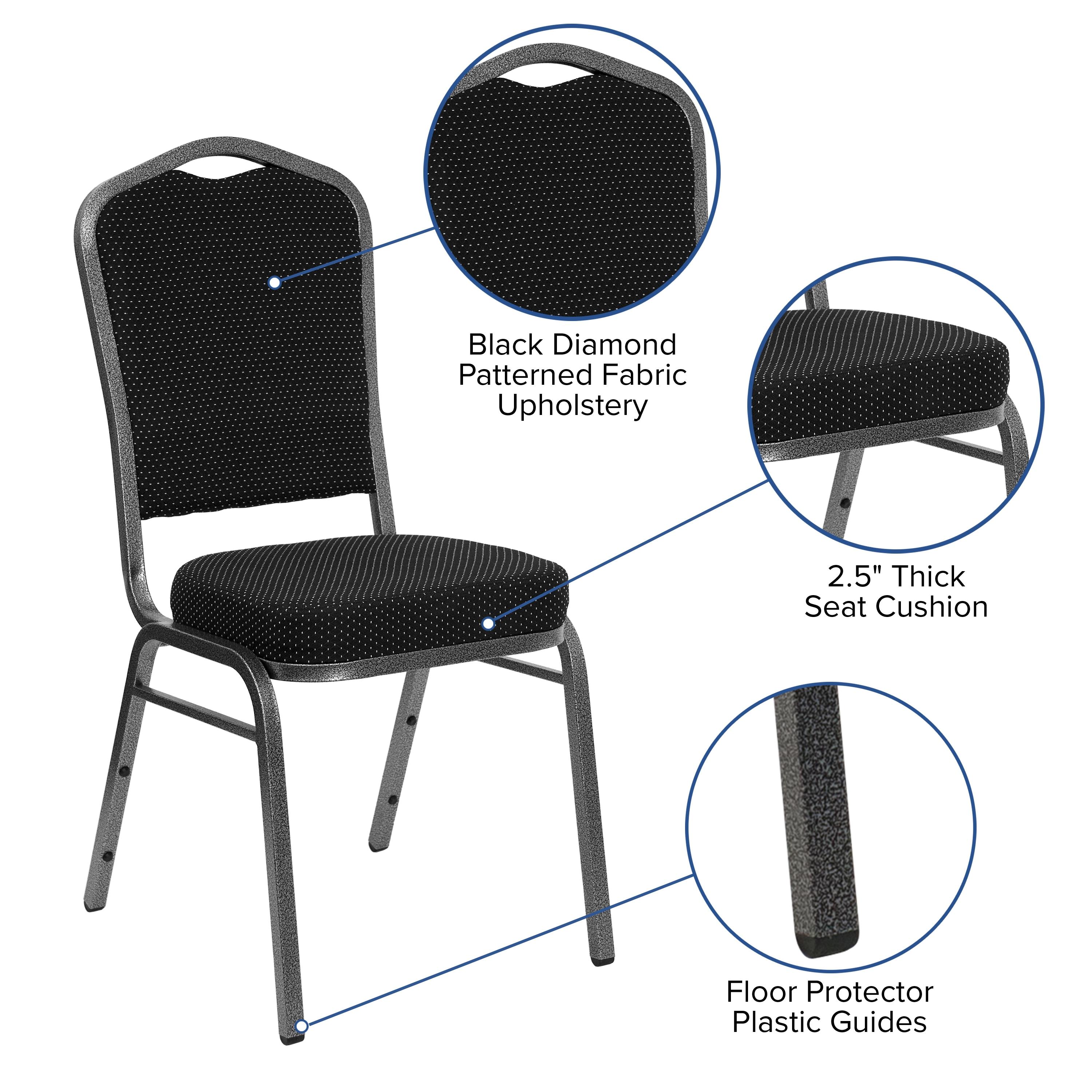 Black Diamond Fabric and Silver Vein Steel Stacking Banquet Chair