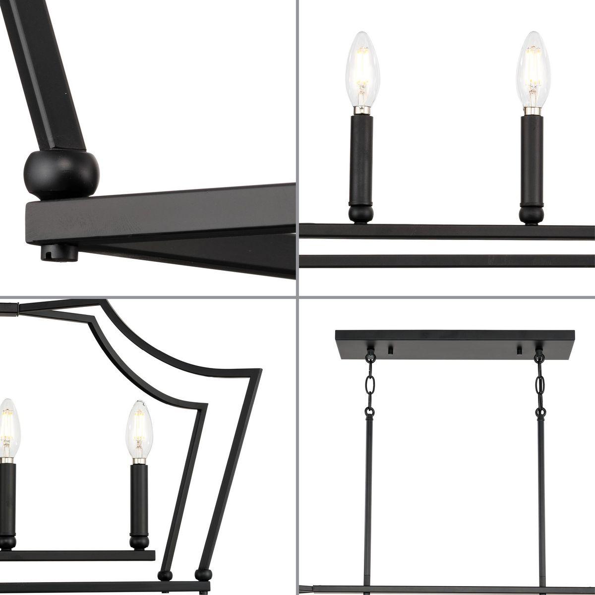 Progress Lighting Parkhurst 6-Light Linear Chandelier, Matte Black, No Shade