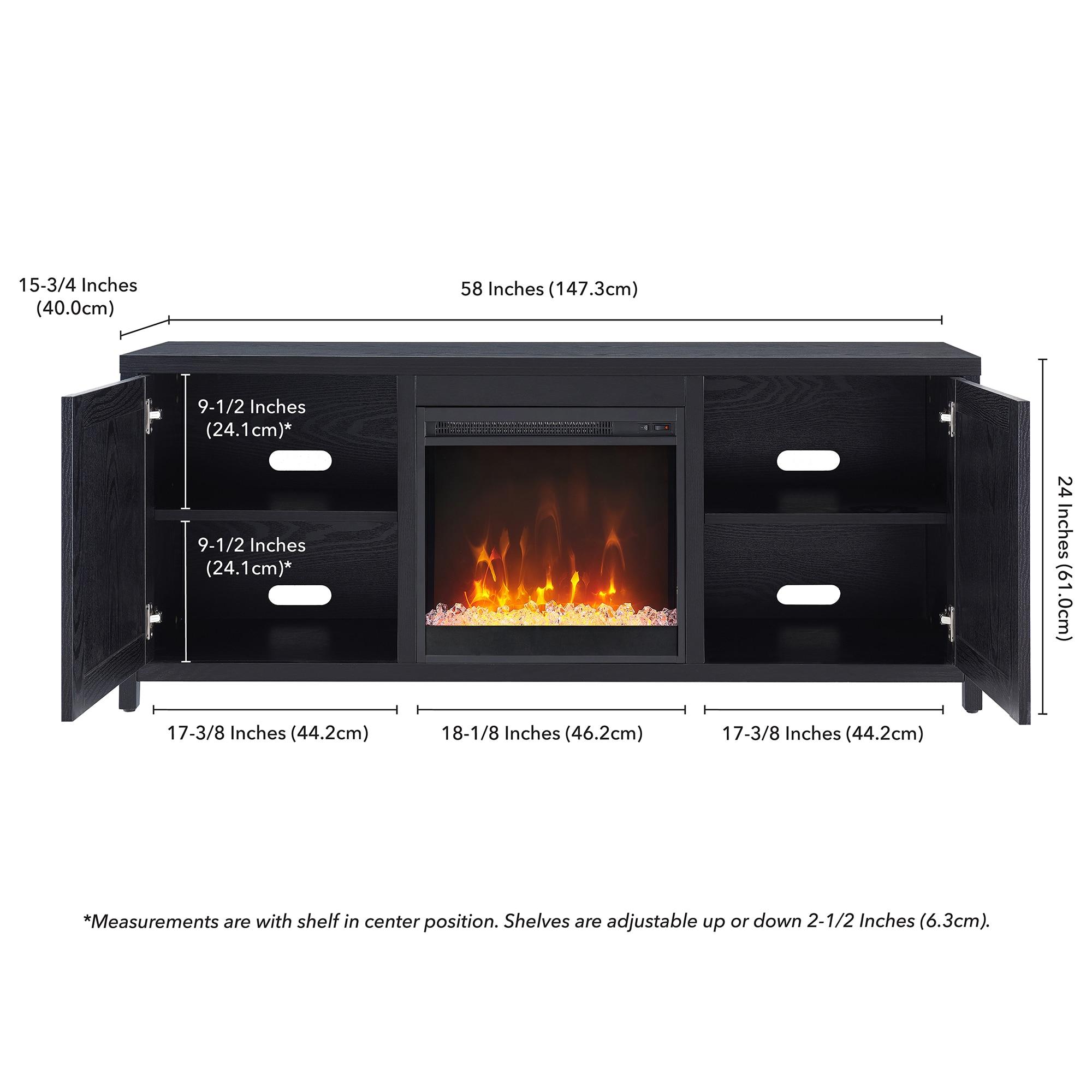 Evelyn&Zoe Granger Rectangular TV Stand with Crystal Fireplace for TV's up to 65", Black