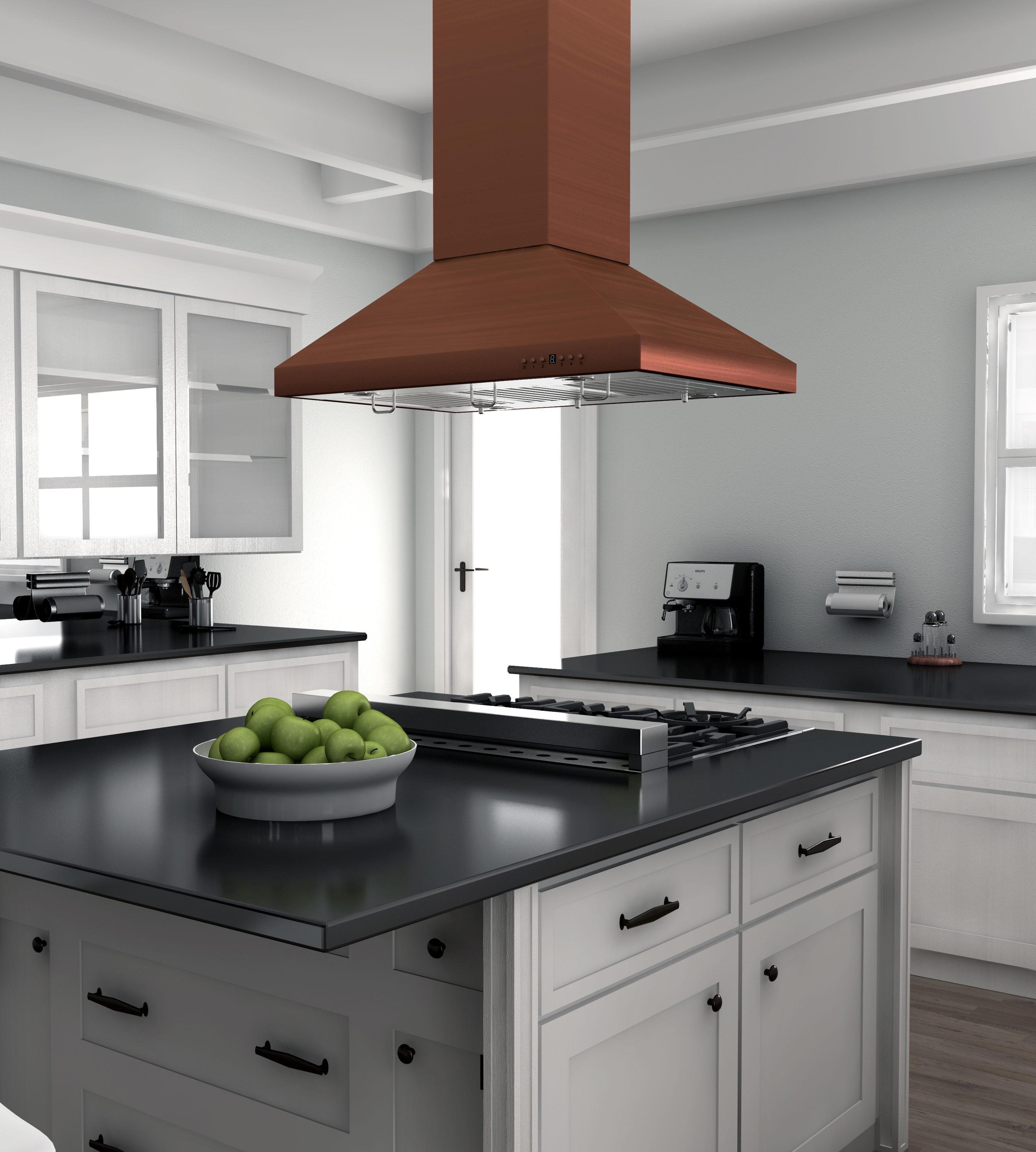 36" DuraSnow 400 CFM Convertible Island Range Hood