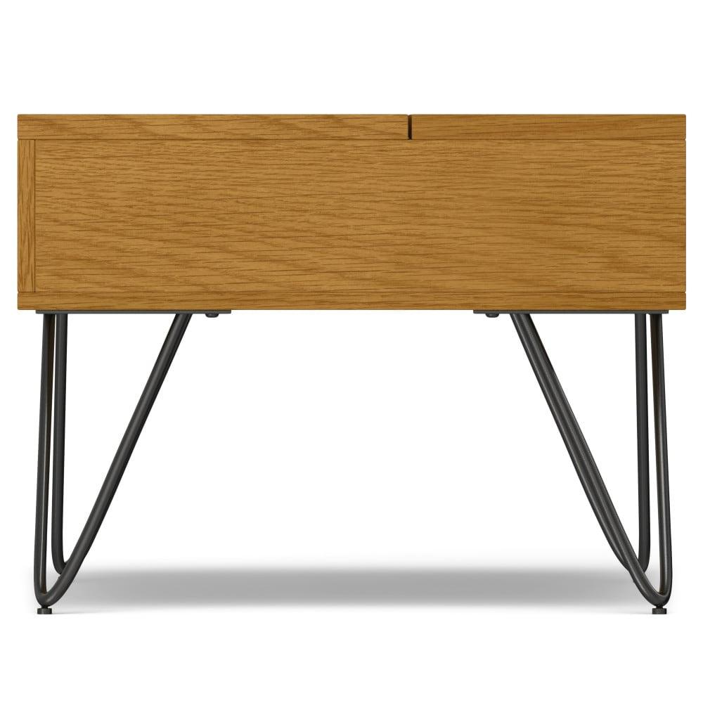 Simpli Home Hunter 36"W Solid Wood Industrial Small Lift Top Coffee Table with Hidden Storage and Metal Hairpin Legs