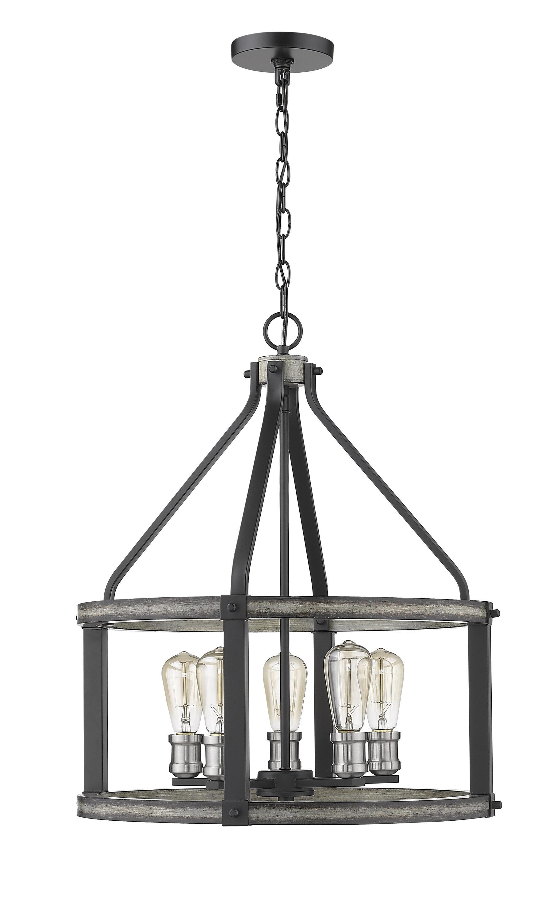 Kirkland 20" Black Steel Drum Pendant Light