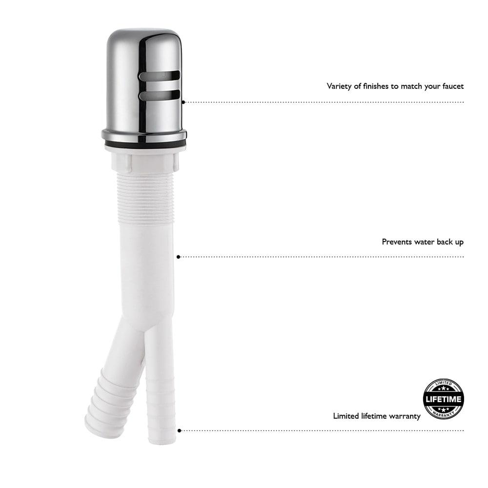 Design House 522946 Dish Washer Air Gap with Cover, Prevent Drain Water Back Up, Polished Chrome