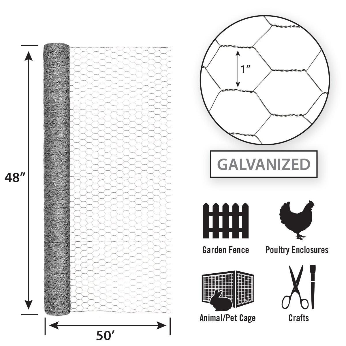 Garden Zone 50 ft. X 48 in. Galvanized Steel Poultry Netting