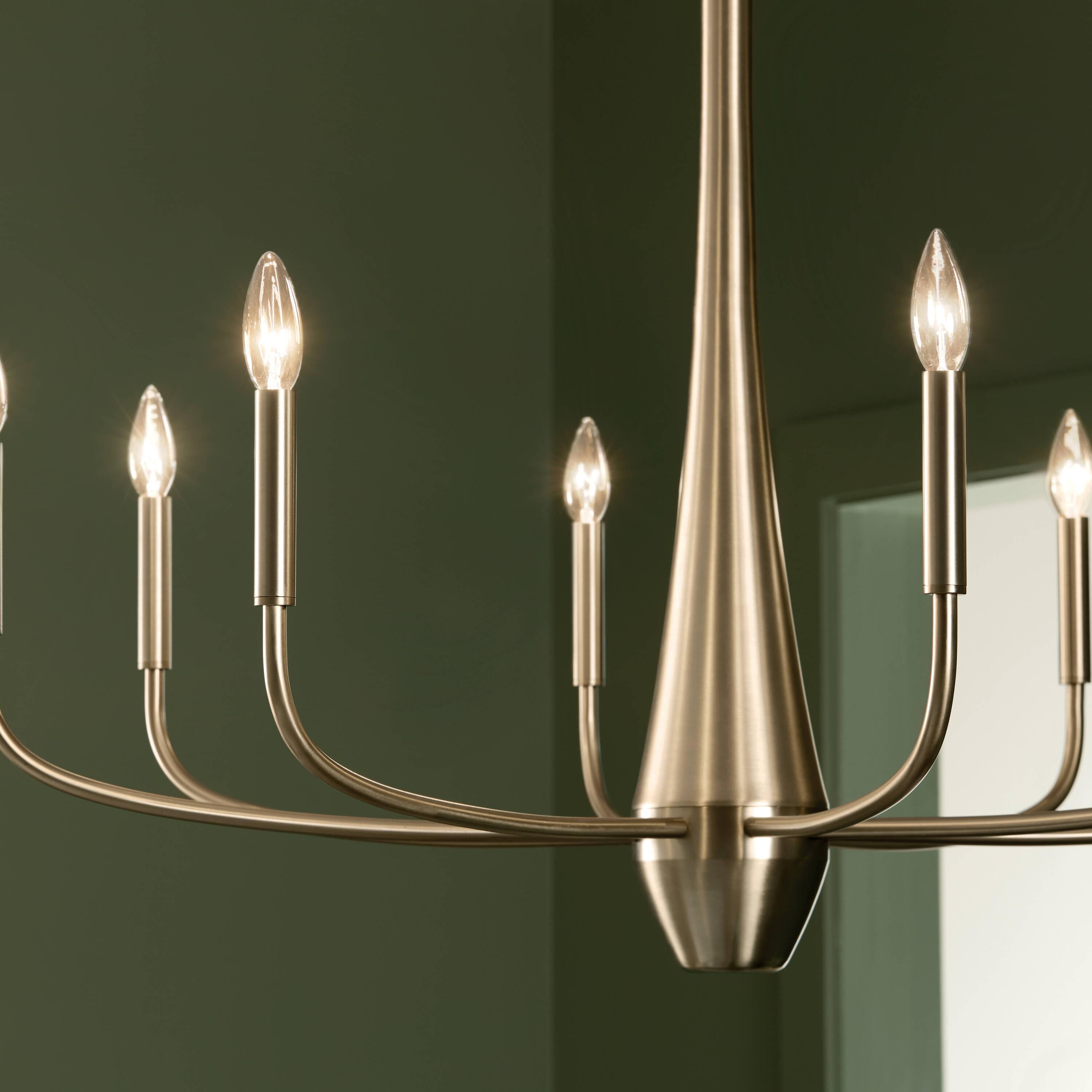 Kichler Deela 8-Light Chandelier, Modern Light in Champagne Bronze, Sloped Ceiling Compatible, for Over Long Oval Dining Room Table (41" x 18.5" x 27"), 52528CPZ
