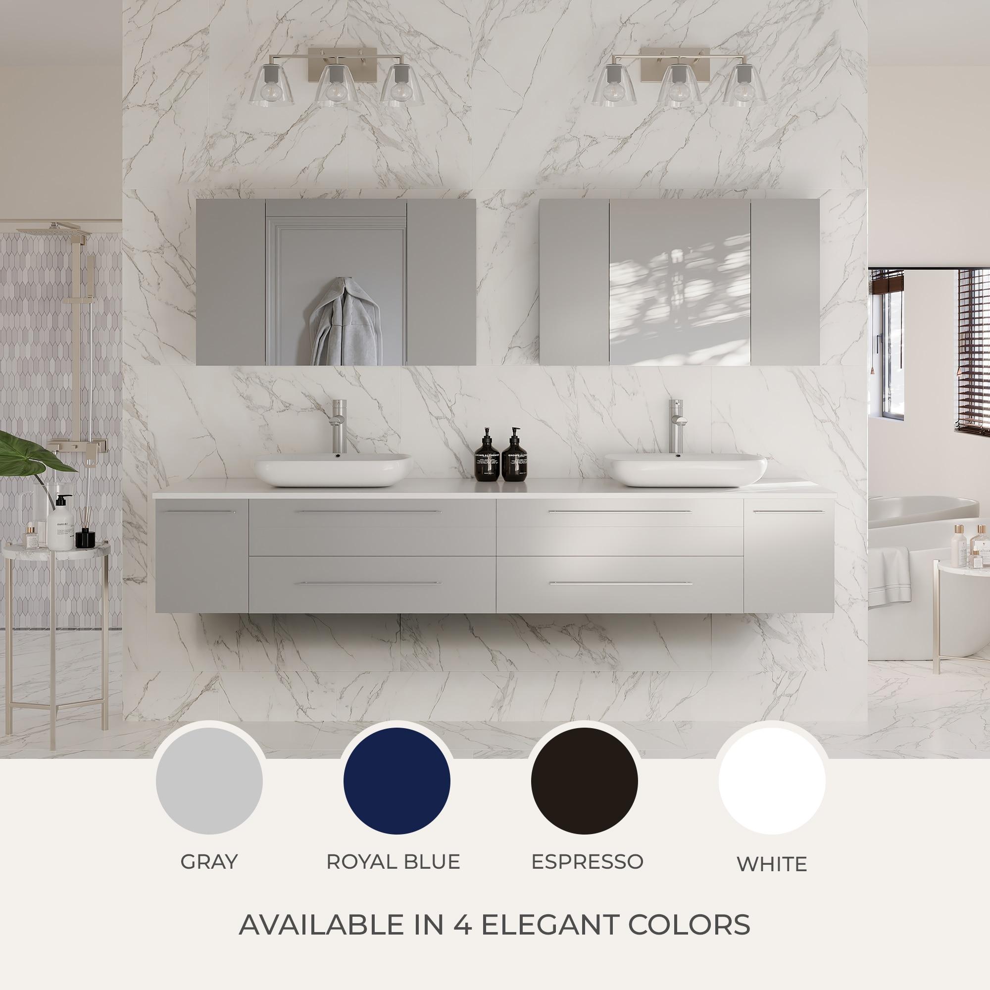 Fresca Lucera 60" Wall Mount Double Undermount Sink Bathroom Vanity Base Only (Top & Sink Not Included)