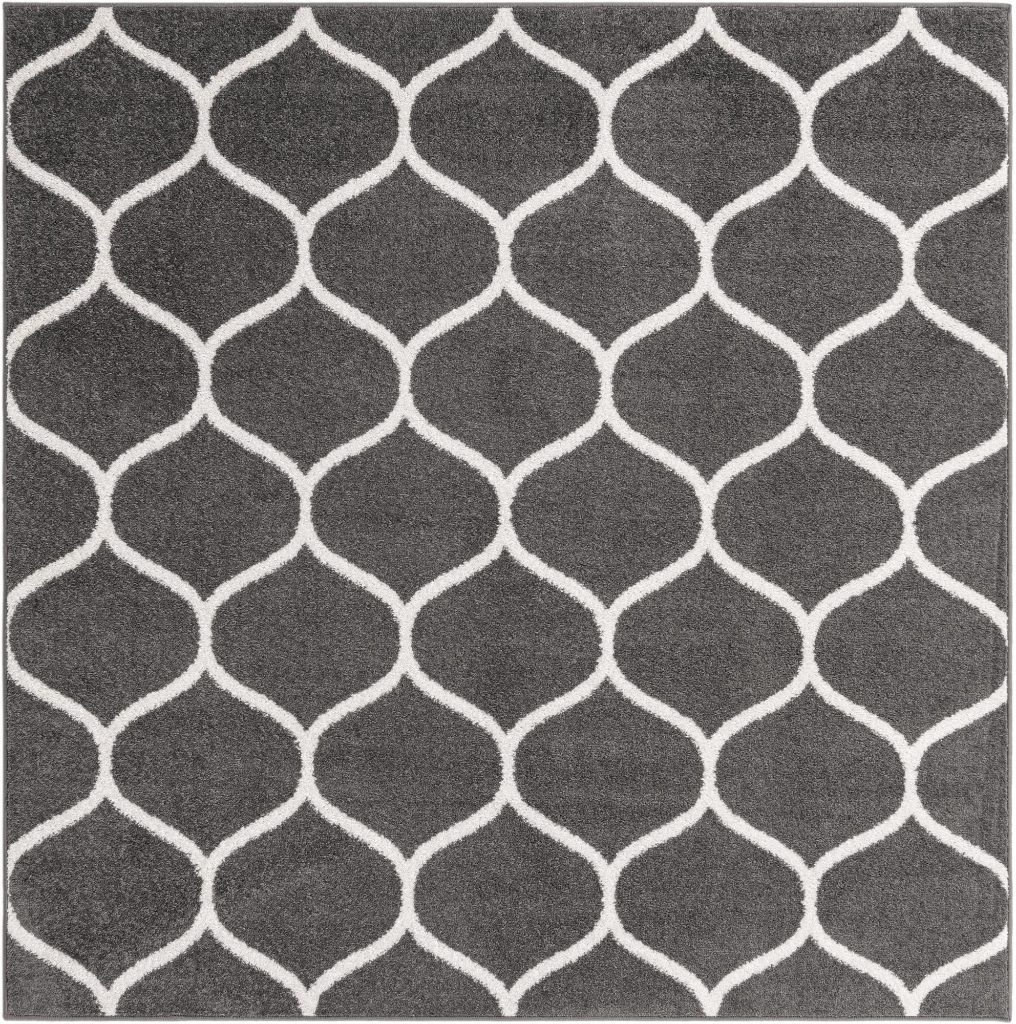 Unique Loom 6' 0 x 6' 0 Trellis Frieze Rounded Dark Gray Area Rug