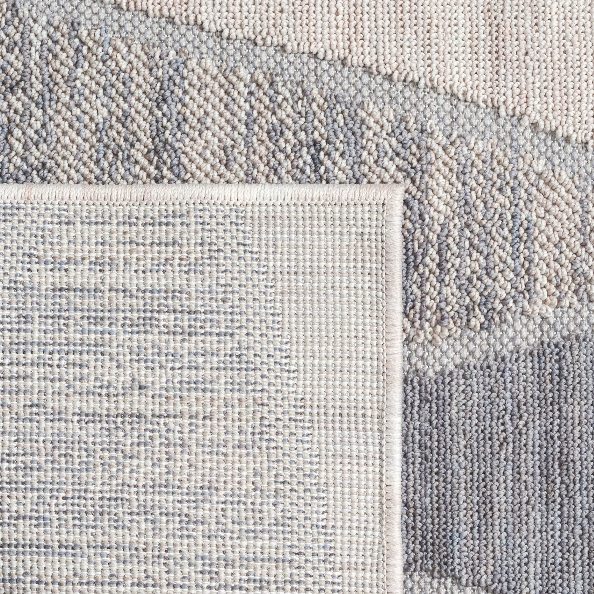 LR Home Gayle 7'10" x 8'10" Blue/Ivory Geometric Performance Indoor/Outdoor Area Rug