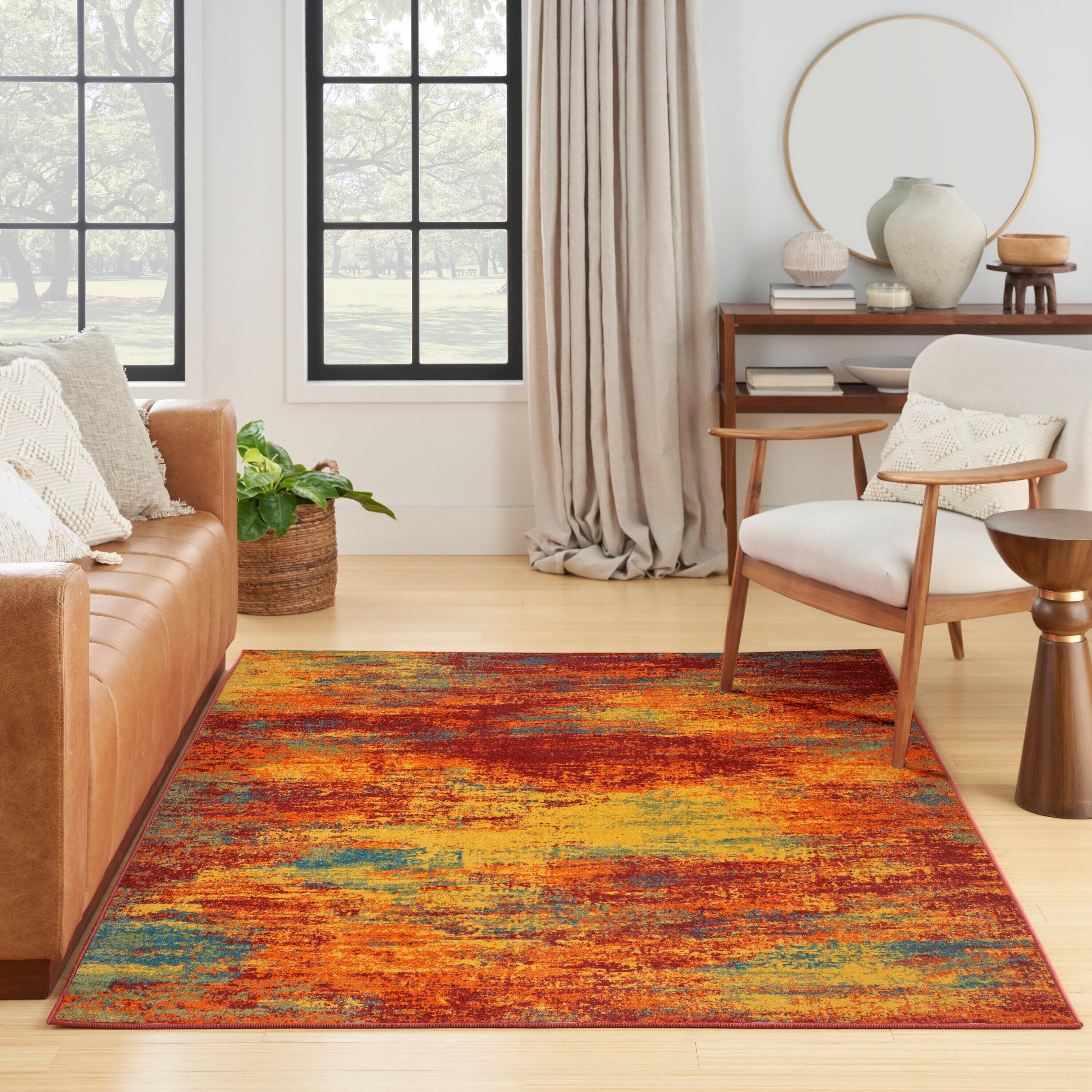 Nourison Essentials Abstract Indoor Outdoor Rug Flame 4' x 6'