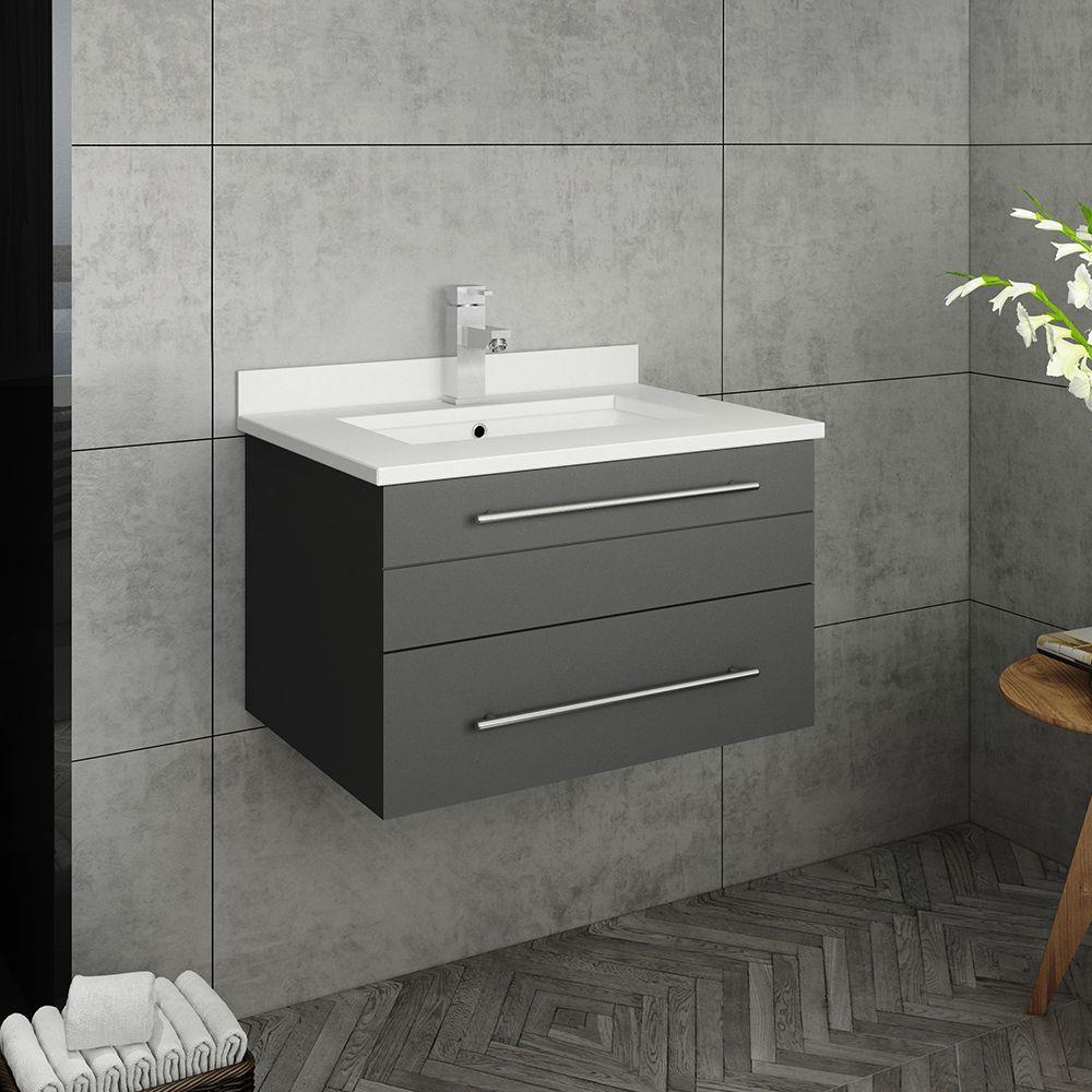 Lucera 24" Wall Mount Modern Single Sink Bathroom Vanity with Top and Undermount Sink