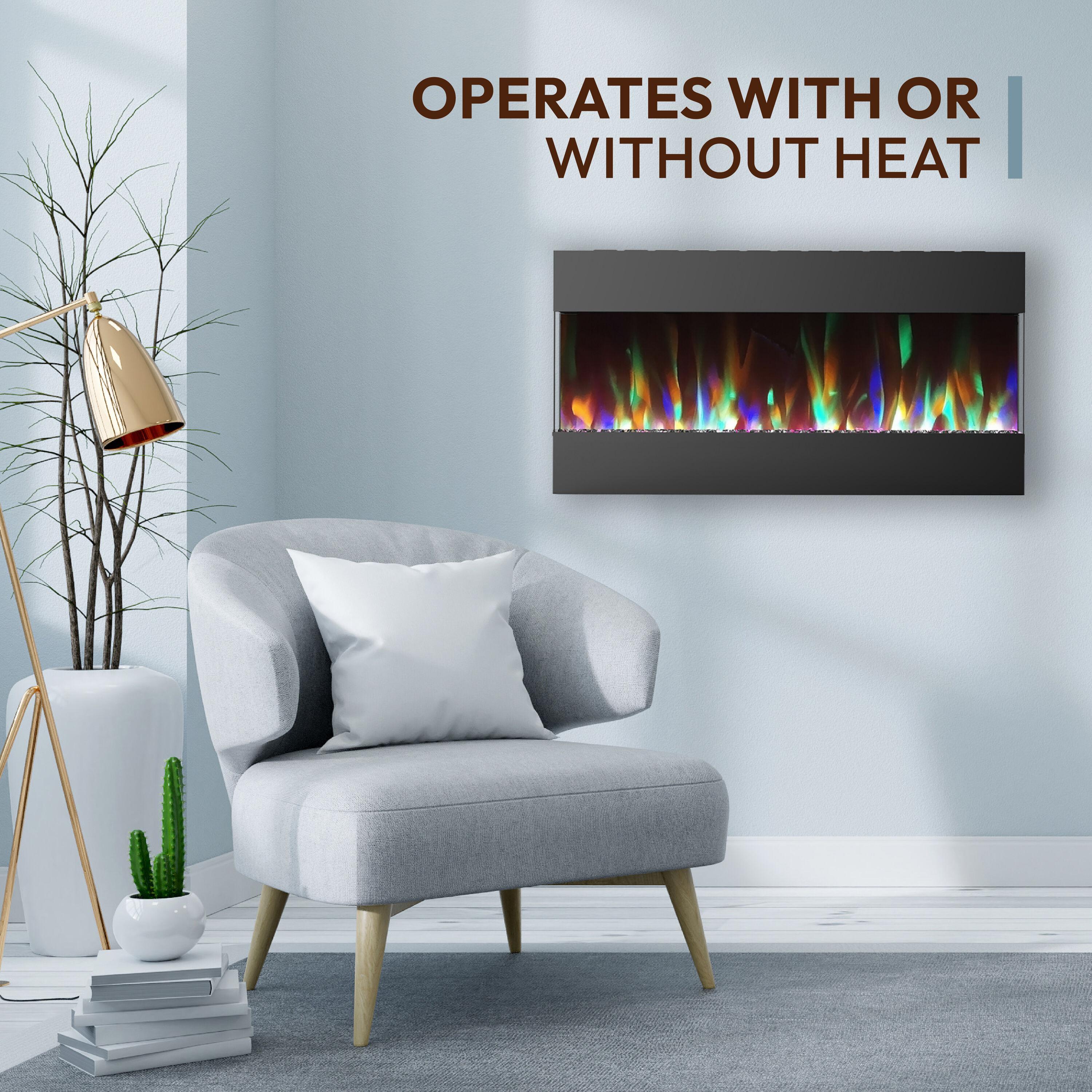 Cambridge Cambridge Recessed Wall Mounted Electric Fireplace with Crystal Rock Display