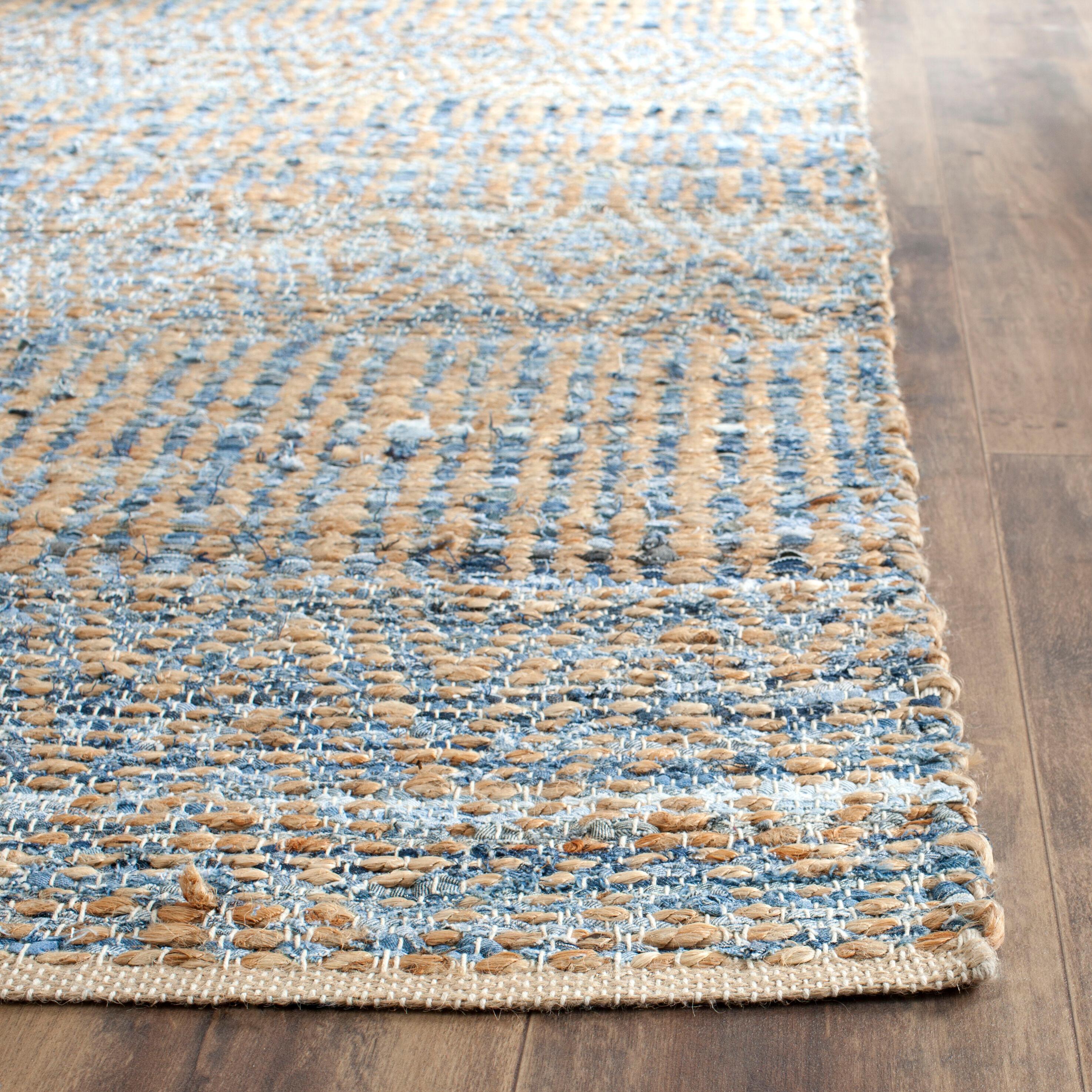 Cape Cod CAP353 Hand Woven Area Rug - Natural/Blue - 4'x4' - Safavieh.
