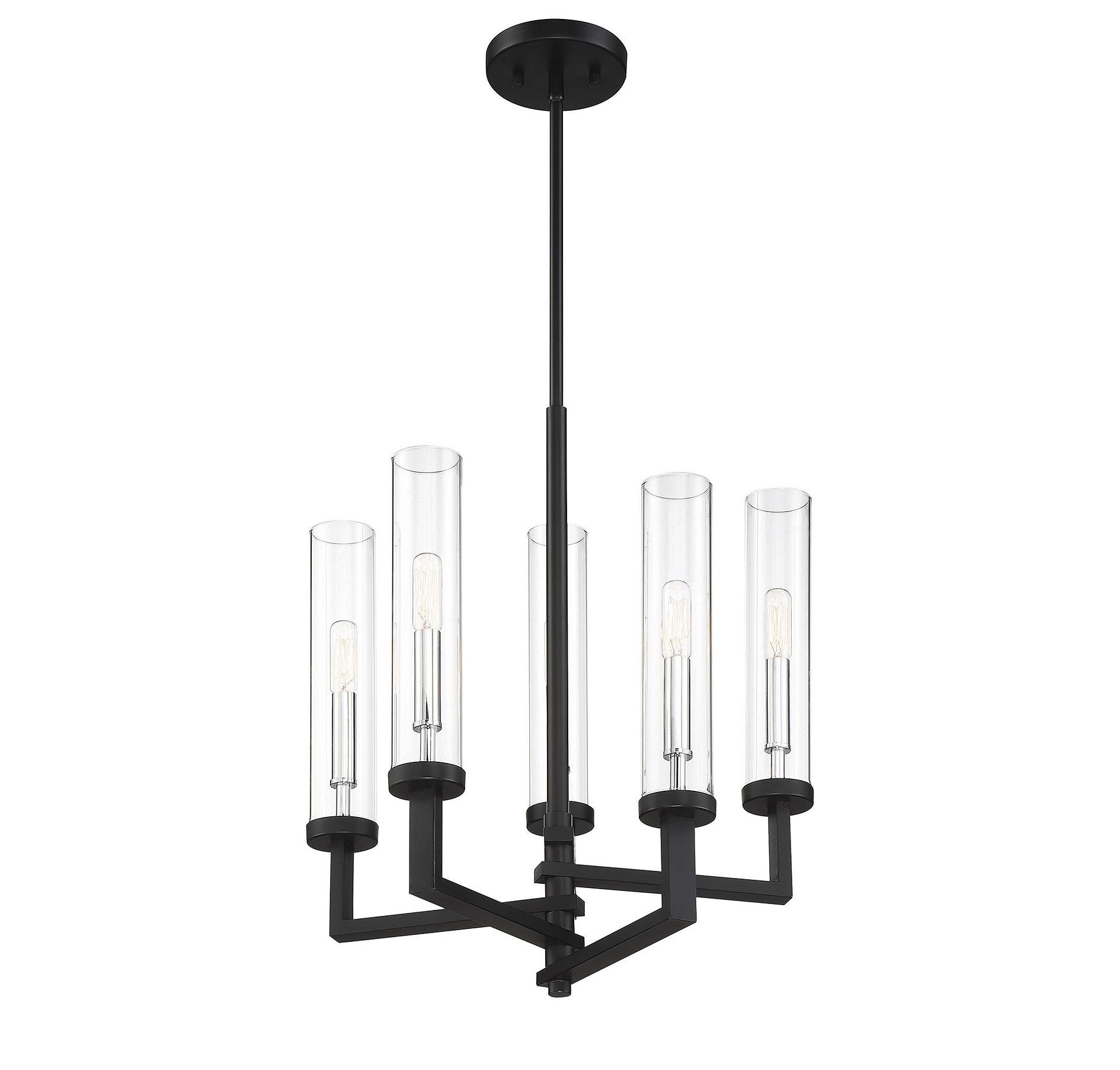 Savoy House Folsom 5 - Light Chandelier in  Matte Black/Polished Chrome