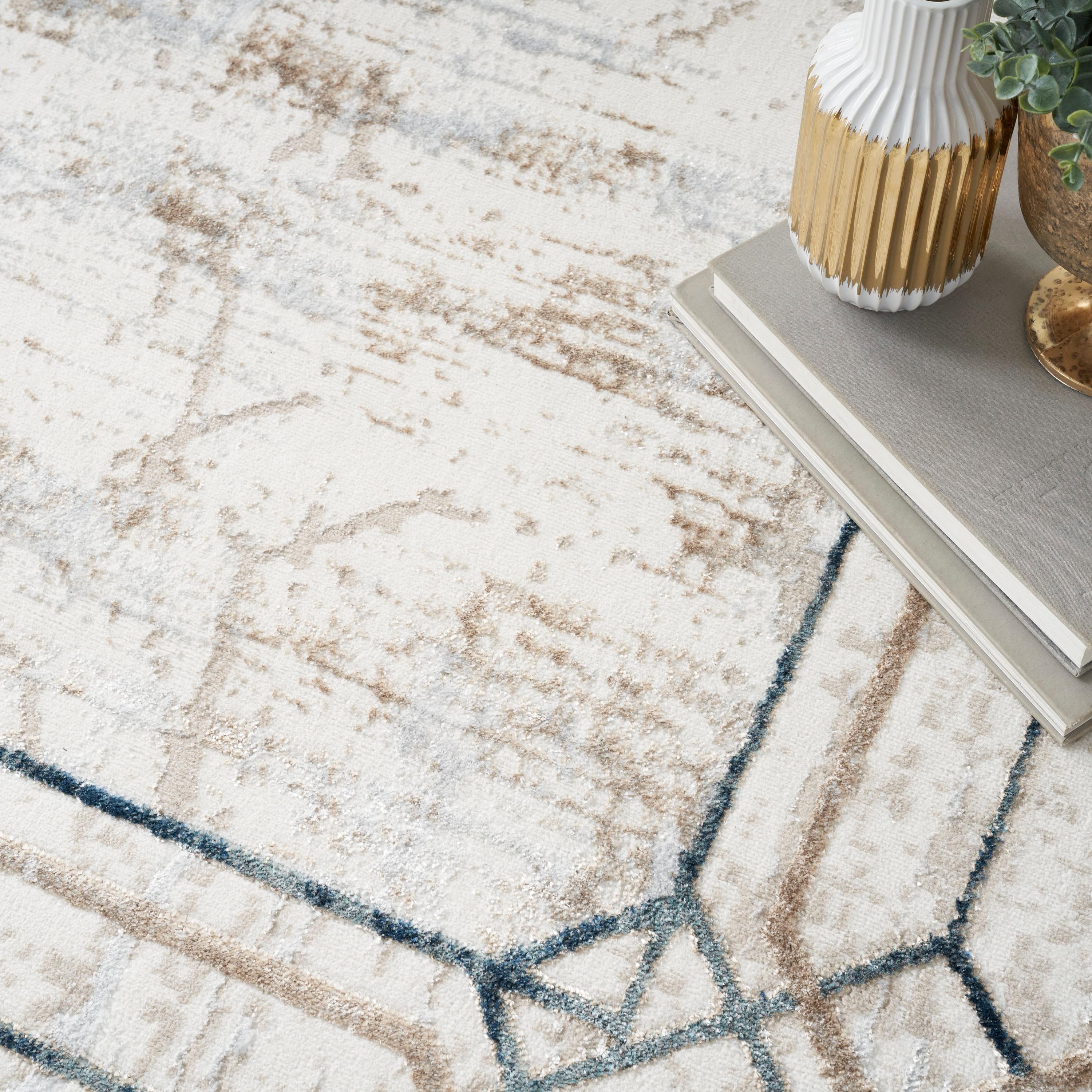 Nourison Glam 5'3" x 7'3" Ivory/Taupe Mid-Century Modern Indoor Rug