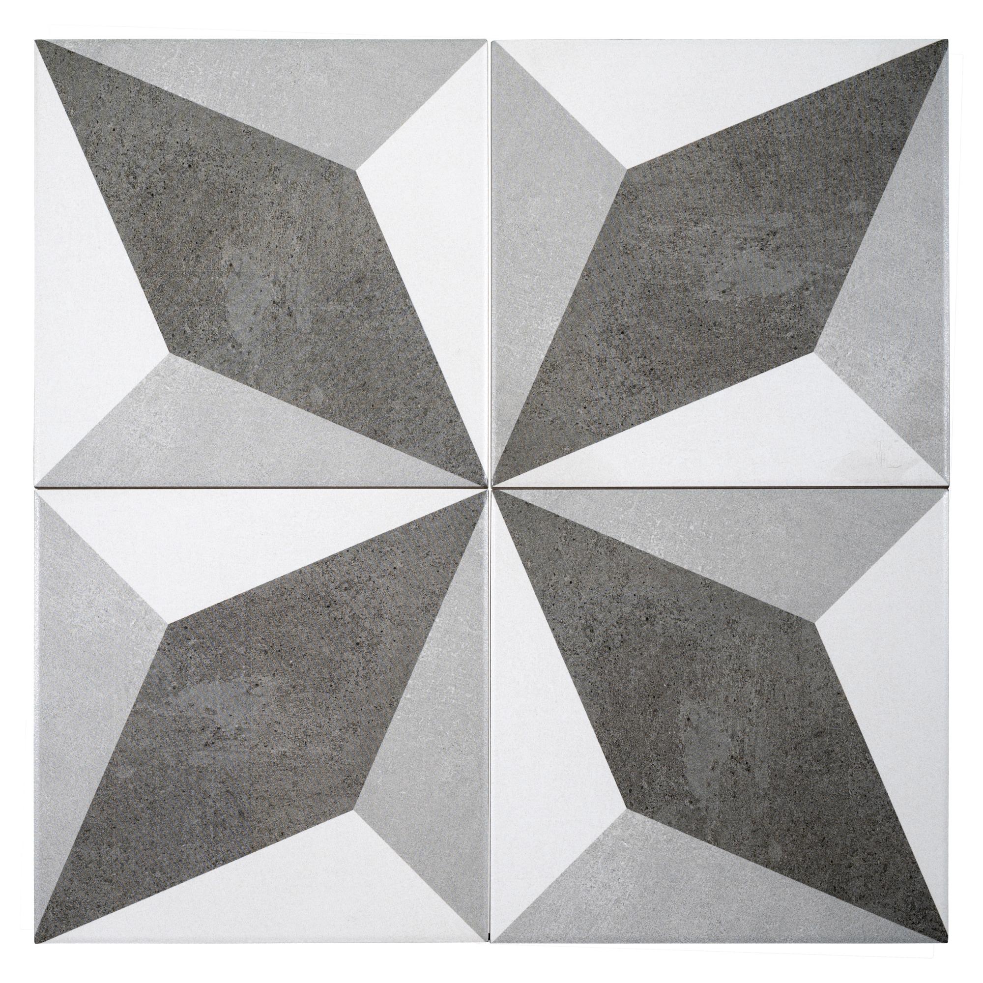 Luv Tender Grey 8-in Encaustic Matte Porcelain Wall & Floor Tile