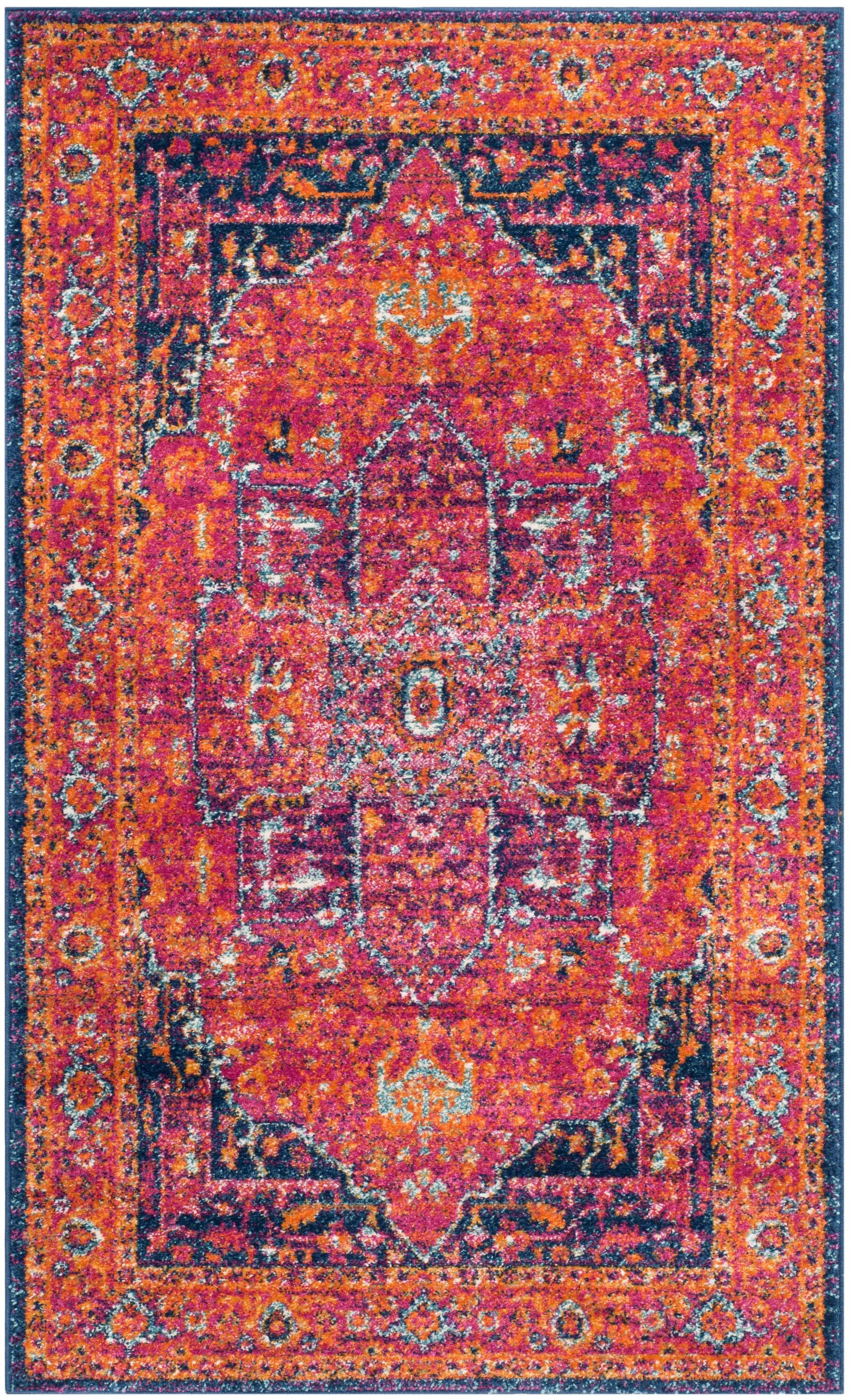 SAFAVIEH Evoke Westley Traditional Floral Area Rug, Fuchsia/Orange, 3' x 5'