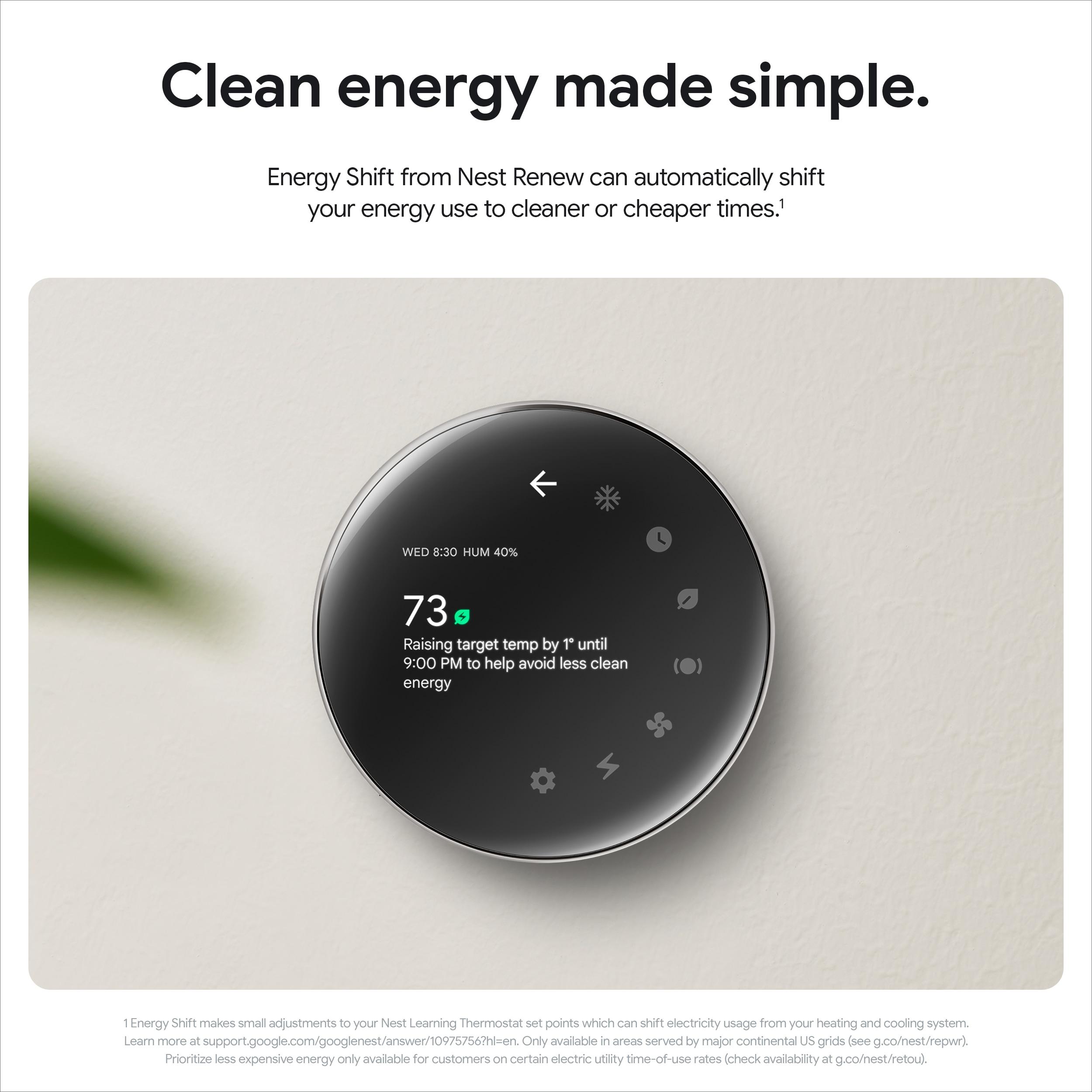 Google Nest Learning Thermostat (4th Gen) with Nest Temperature Sensor (2nd Gen) - Silver: Wi-Fi, Energy Star Certified