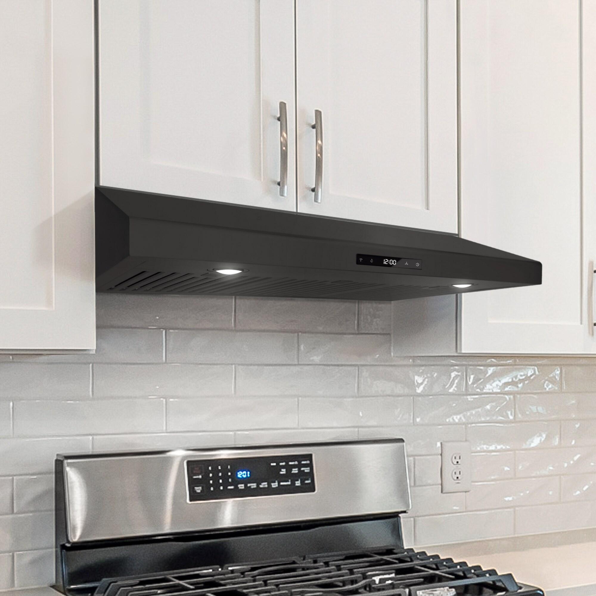 Cosmo 36 In. Haven Collection 500 Cfm Ducted Under Cabinet Range Hood, Touch Controls, Led Lights In Matte Black