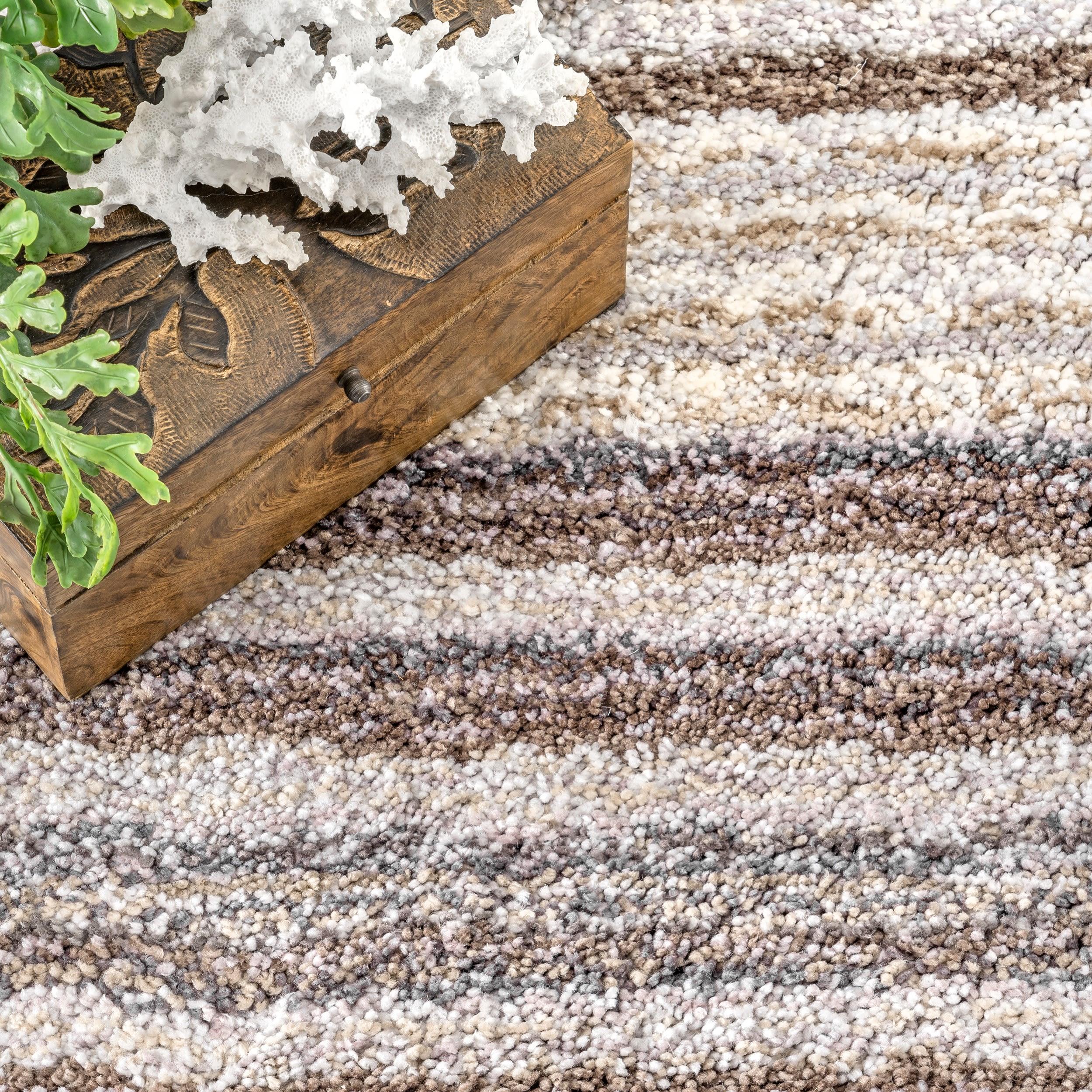 9'x12' Drey Ombre Shag Area Rug Beige/Brown - nuLOOM: Contemporary Tufted Medium Pile Indoor Rug