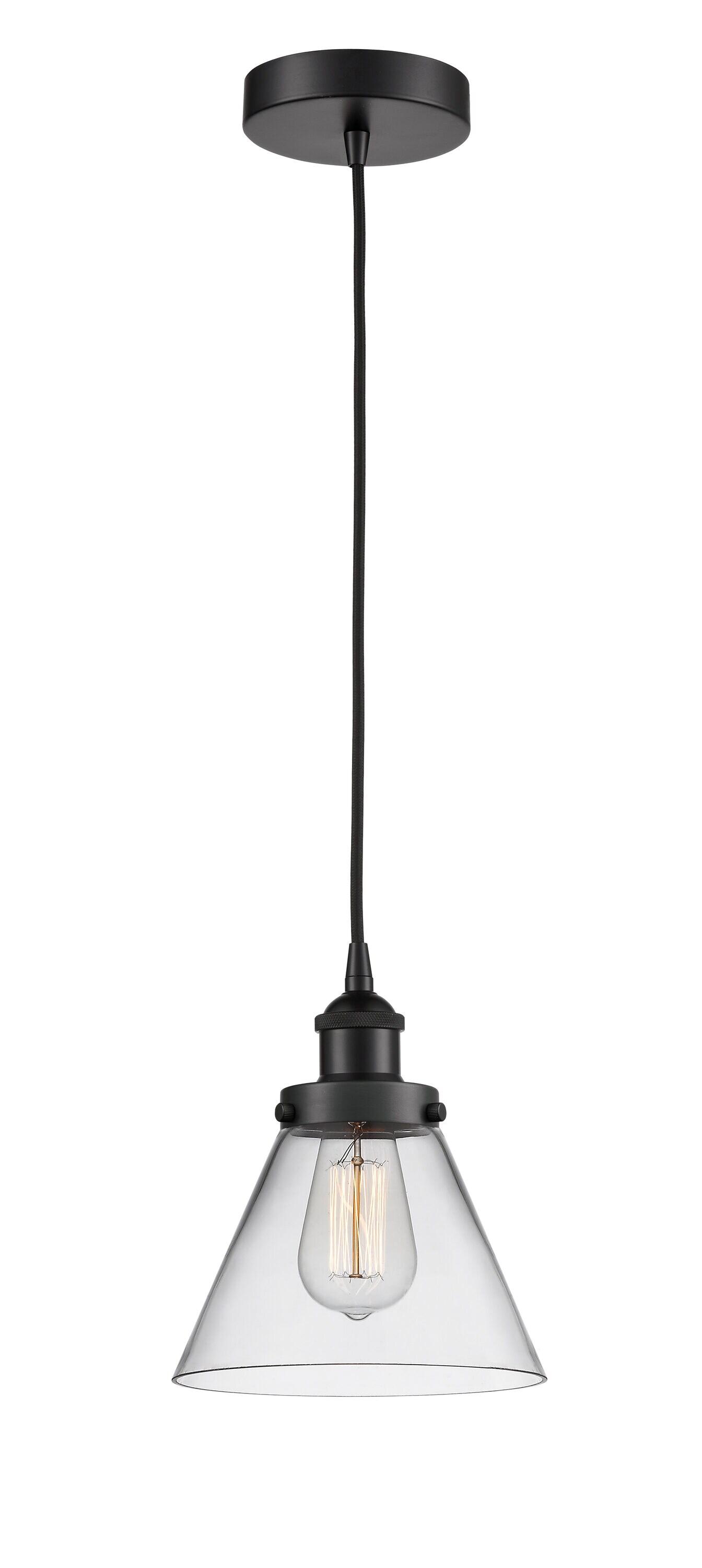 Matte Black and Clear Glass Mini Pendant Light