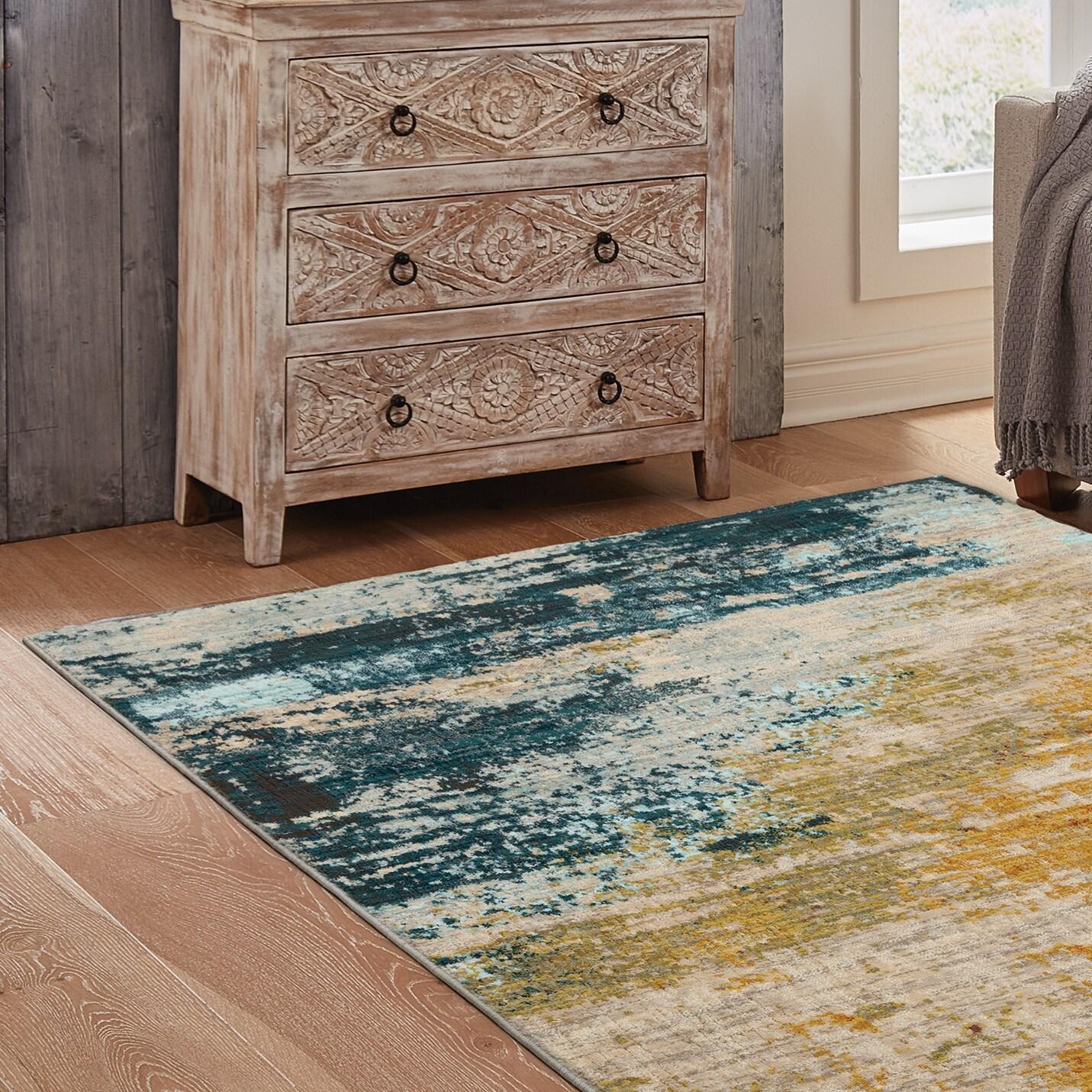 Moretti Birani Area Rug 6365A Blue Rusted Worn 7' 10" x 10' 10" Rectangle