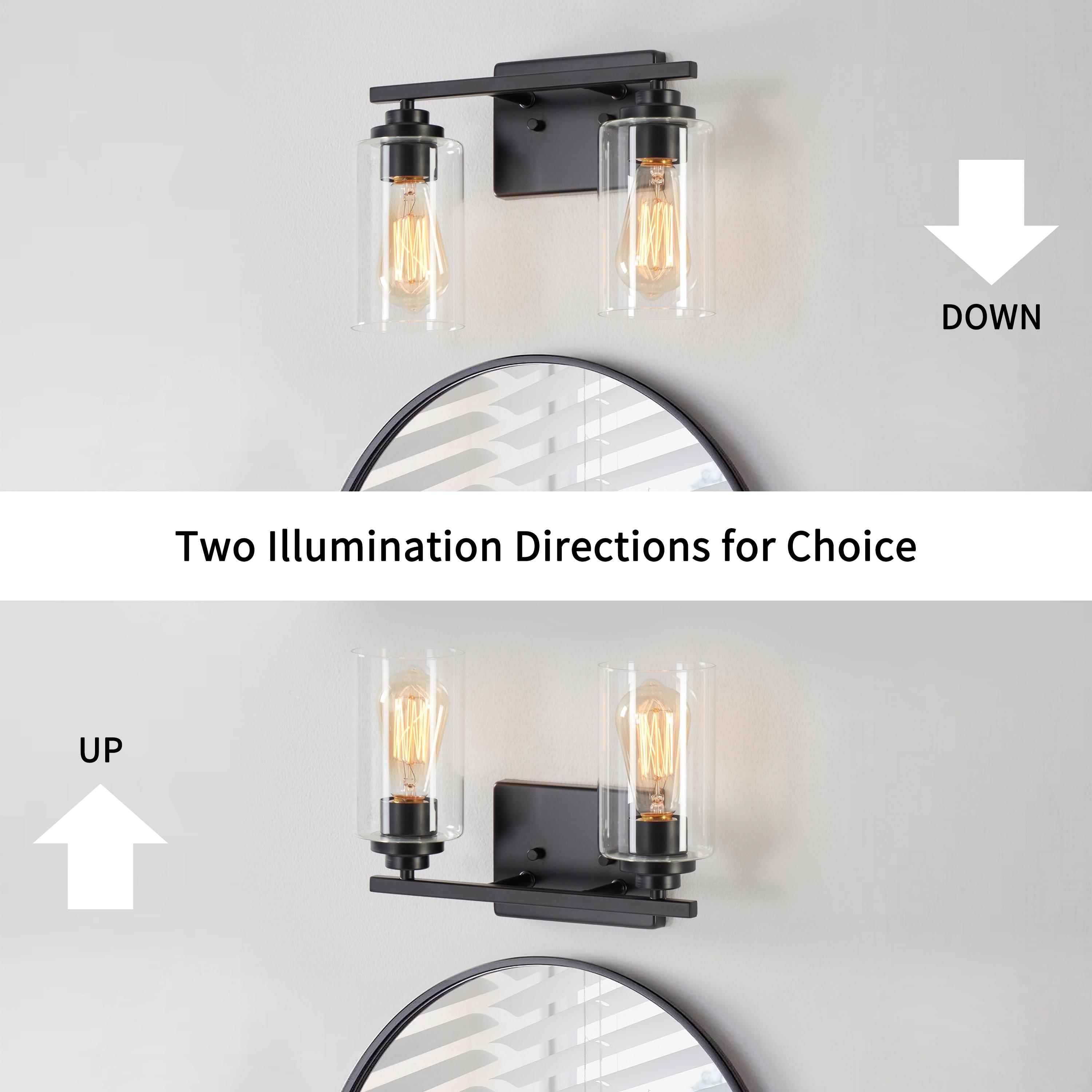 Kawoti  2-Light Dimmable Bathroom Vanity Light with Clear Glass Shade Black