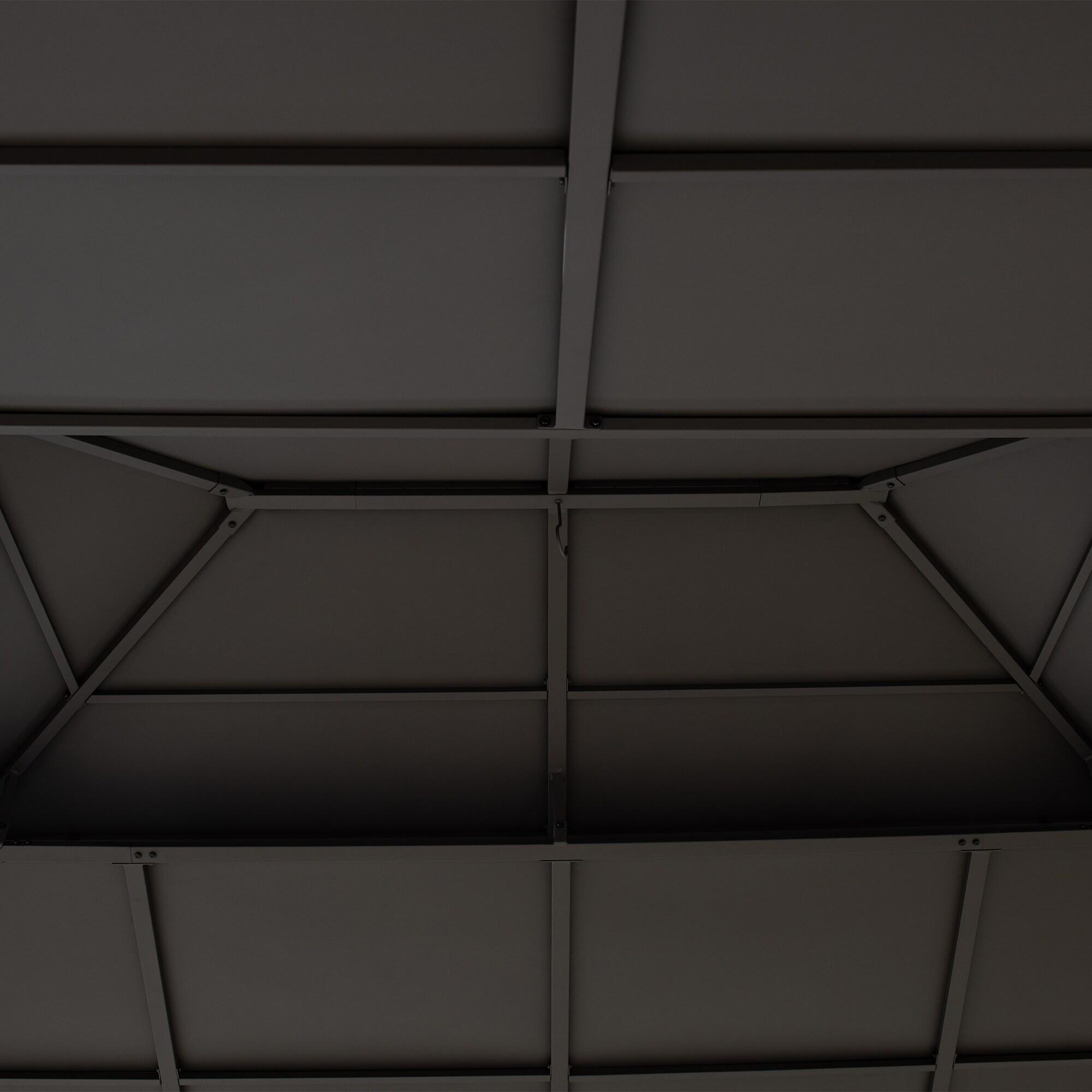 Sunjoy Sunjoy Hardtop Gazebo 12 x 16 ft. Outdoor Gazebo, Heavy Duty Steel Frame Gazebo, Double Tiered Metal Gazebo with Ceiling Hook and Removable Netting Sidewalls