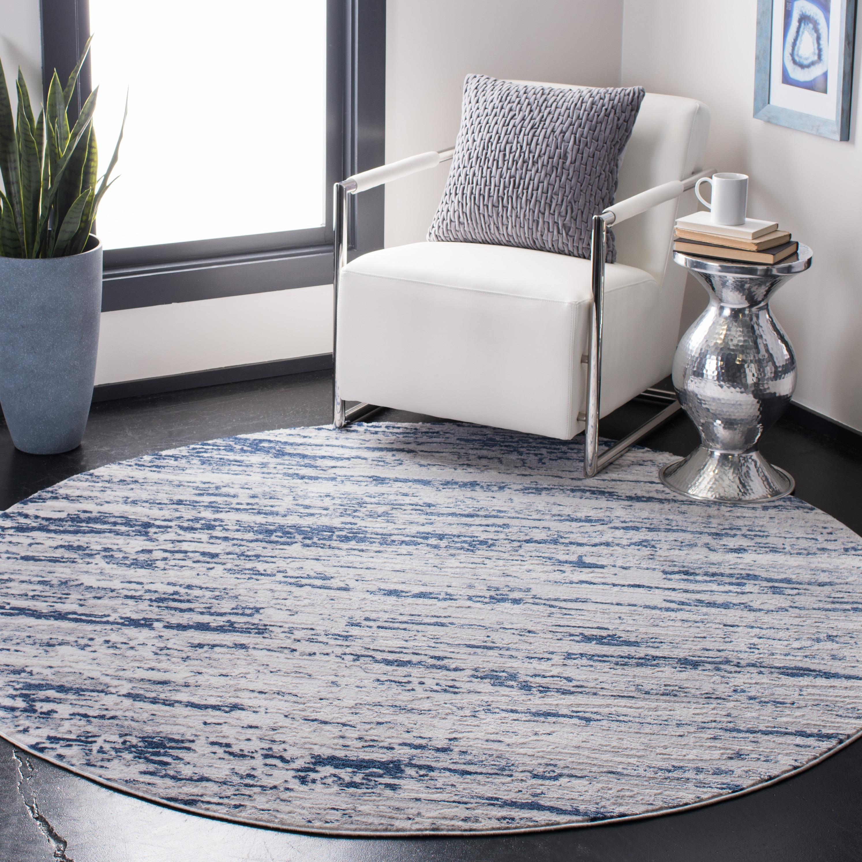 Amelia ALA768 Power Loomed Area Rug - Grey/Navy - 6'7" Round - Safavieh.