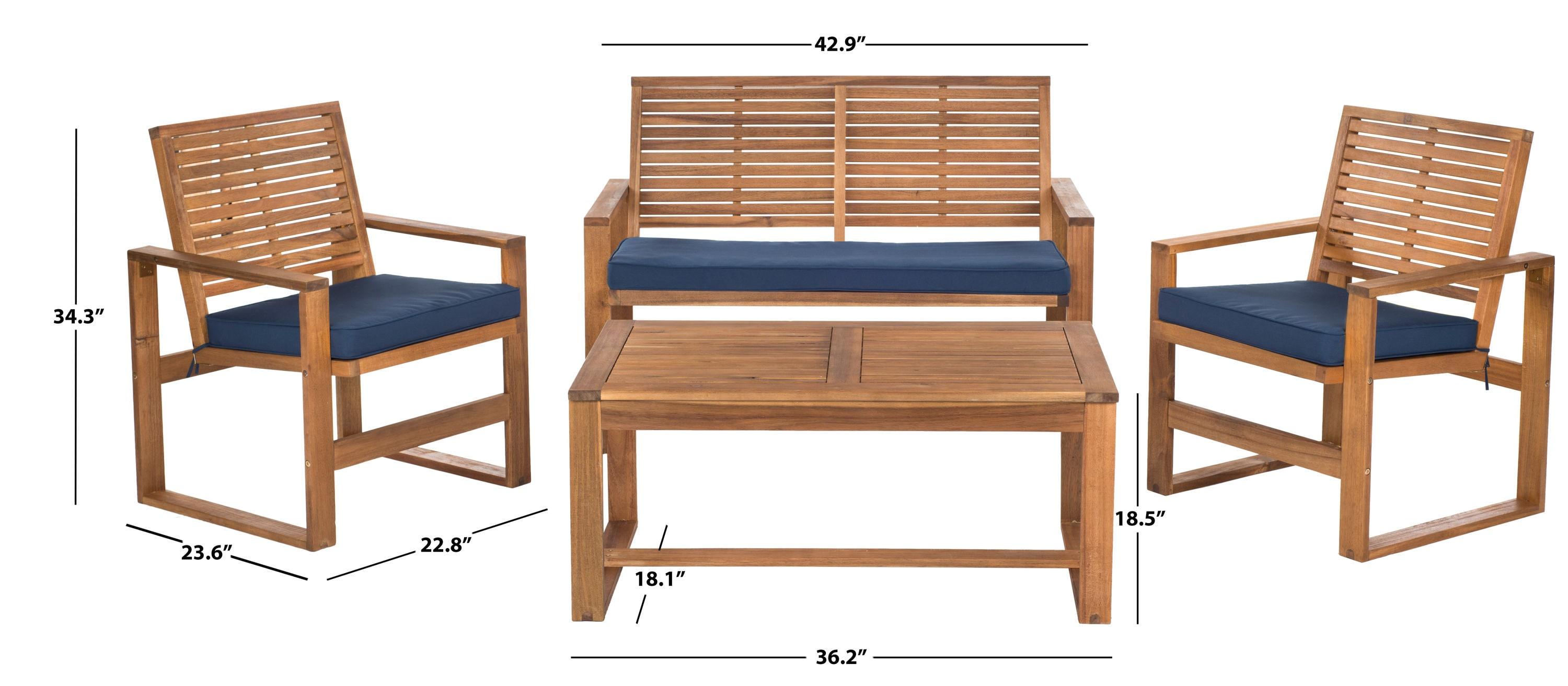 Ozark 4 Piece Set - Indoor/Outdoor - FOX6007 - Natural/Navy - Safavieh