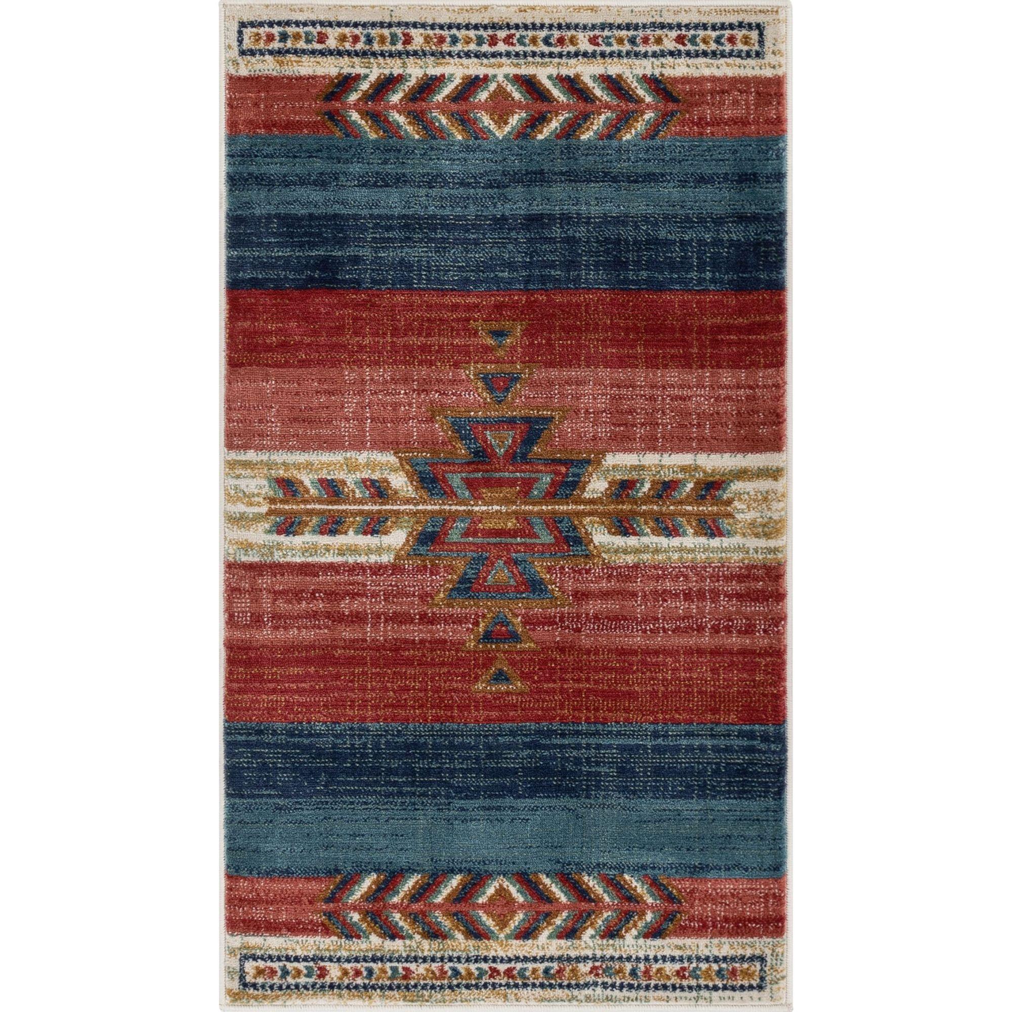 Well Woven Crimson Southwestern Medallion Tribal Pattern Area Rug