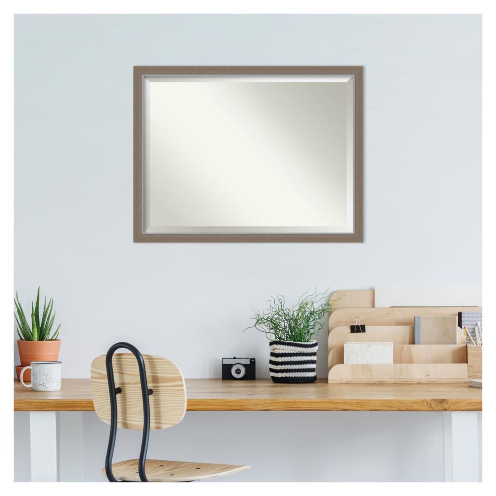 43" x 33" Eva Framed Bathroom Vanity Wall Mirror Brown - Amanti Art: Polystyrene Frame, Beveled Glass, Wall Mount