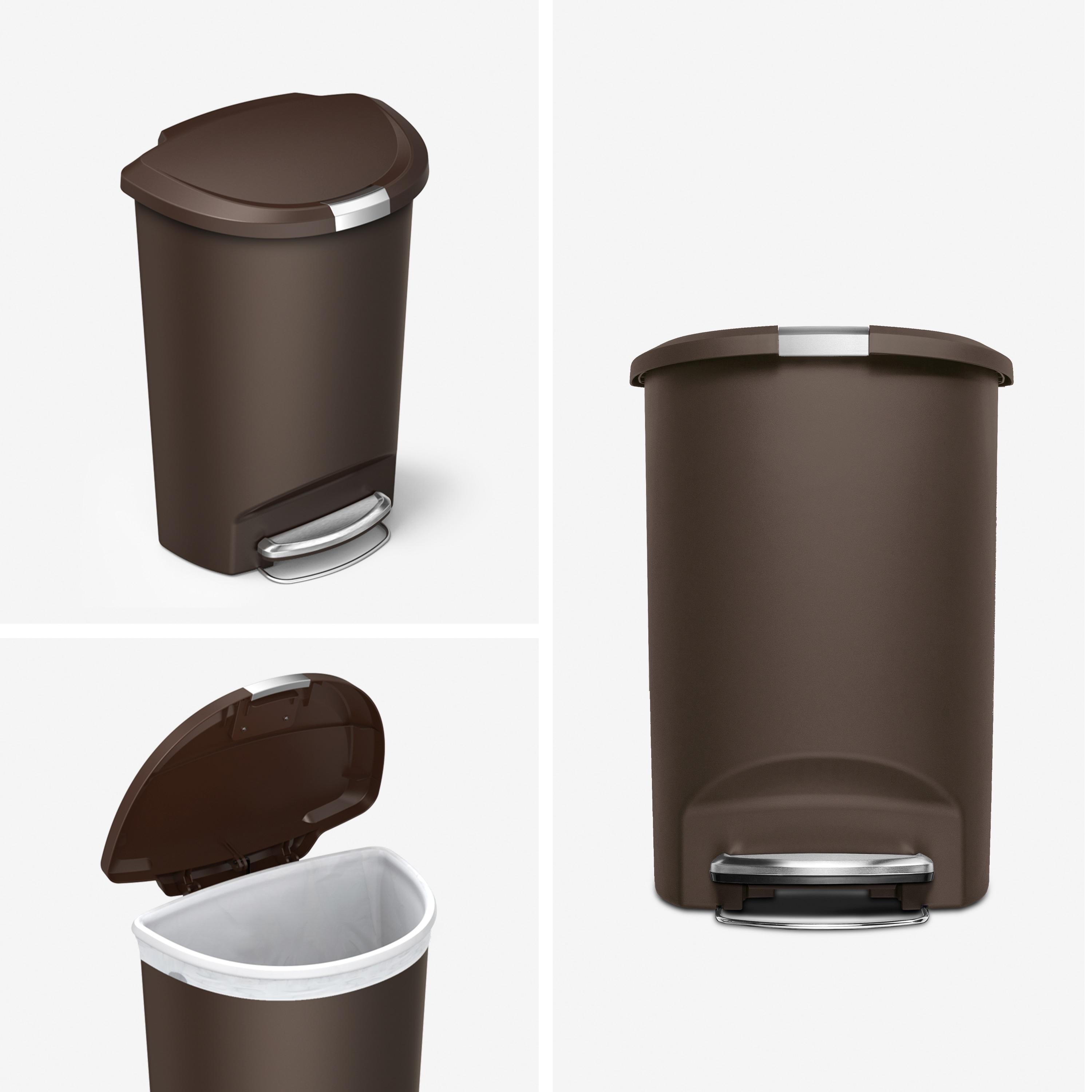 Simplehuman 50 Liter / 13 Gallon Semi-Round Kitchen Step Trash Can with Secure Slide Lock, Plastic