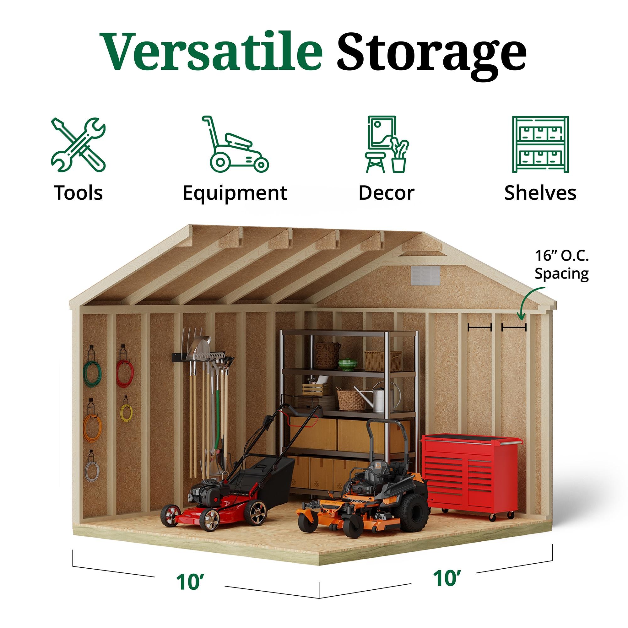 Classic Blue and White 10' x 10' Wooden Storage Shed Kit with Windows
