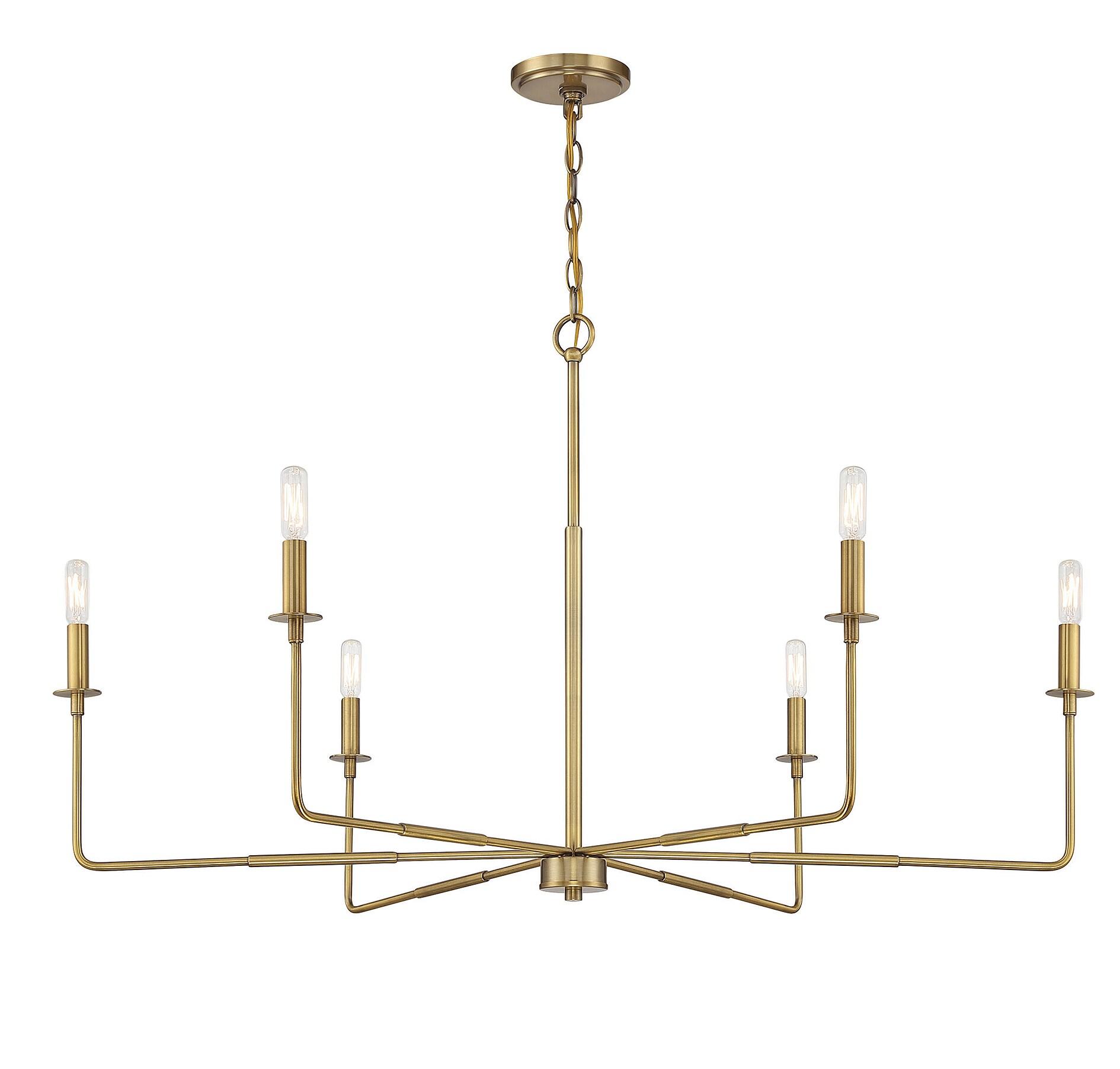 Savoy House Salerno 6 - Light Chandelier in  Warm Brass