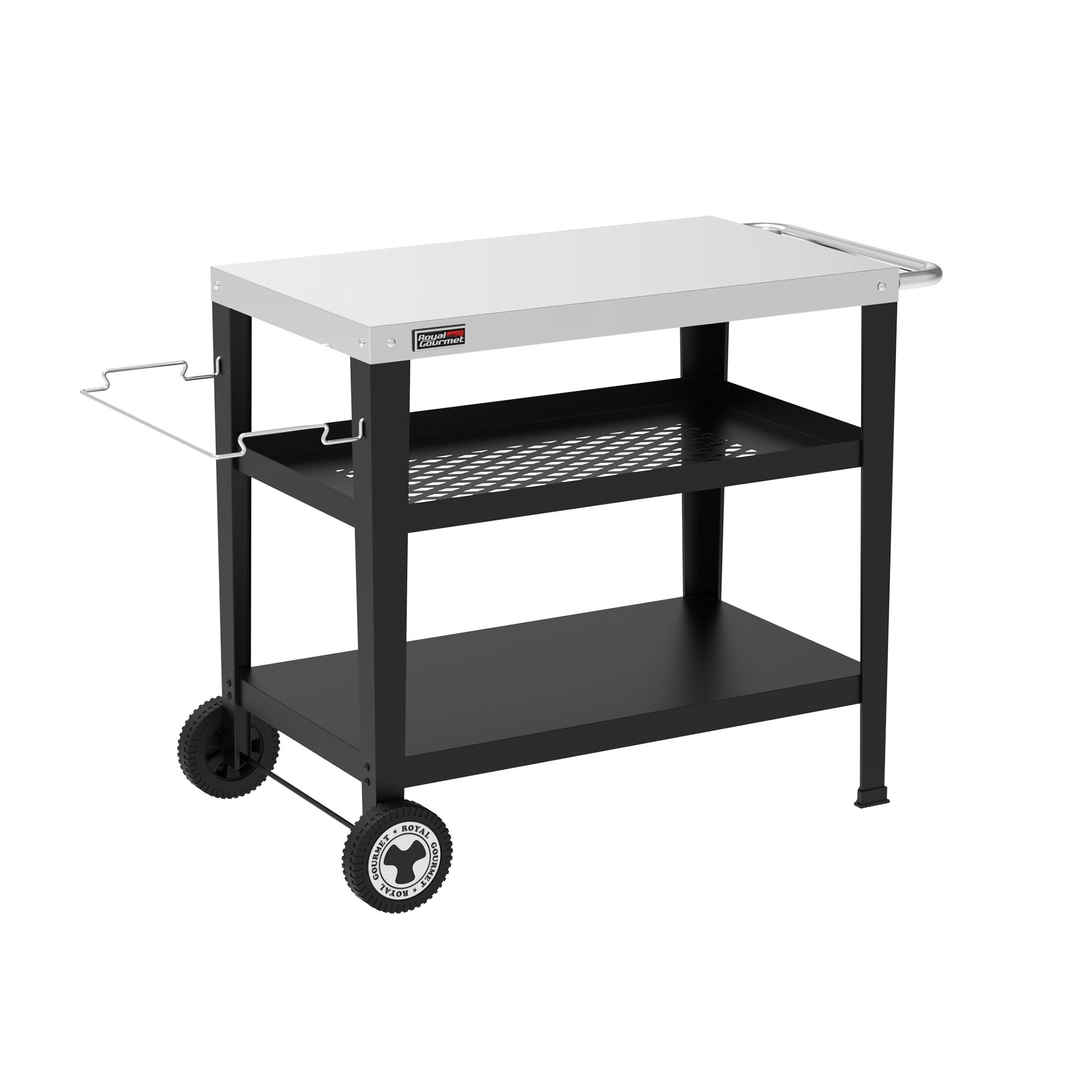 Royal Gourmet Royal Gourmet Movable 3-Shelf Grill Table with Removable Trash Bag Holder