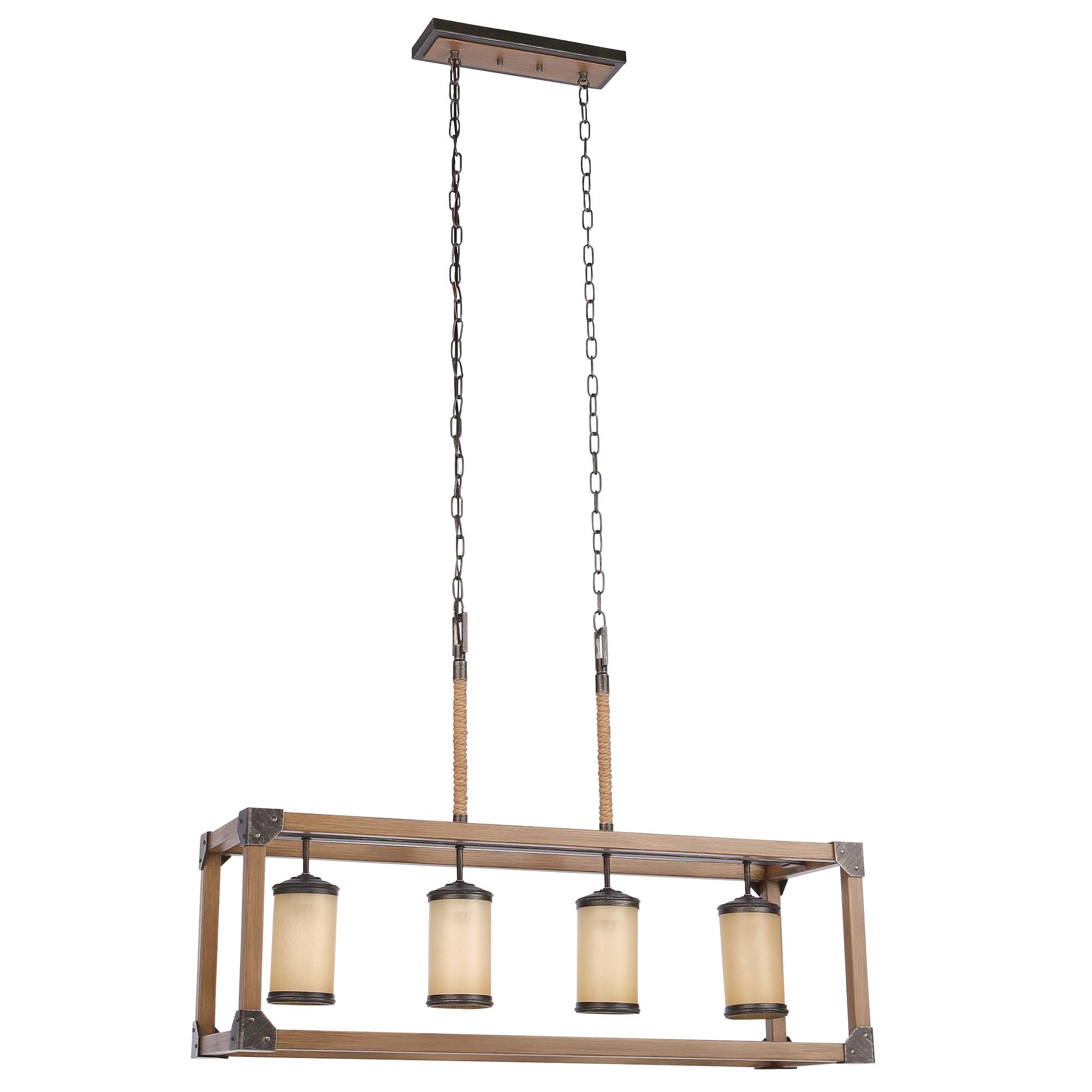 Stardust Finish Four-Light Island Pendant with Creme Parchment Glass