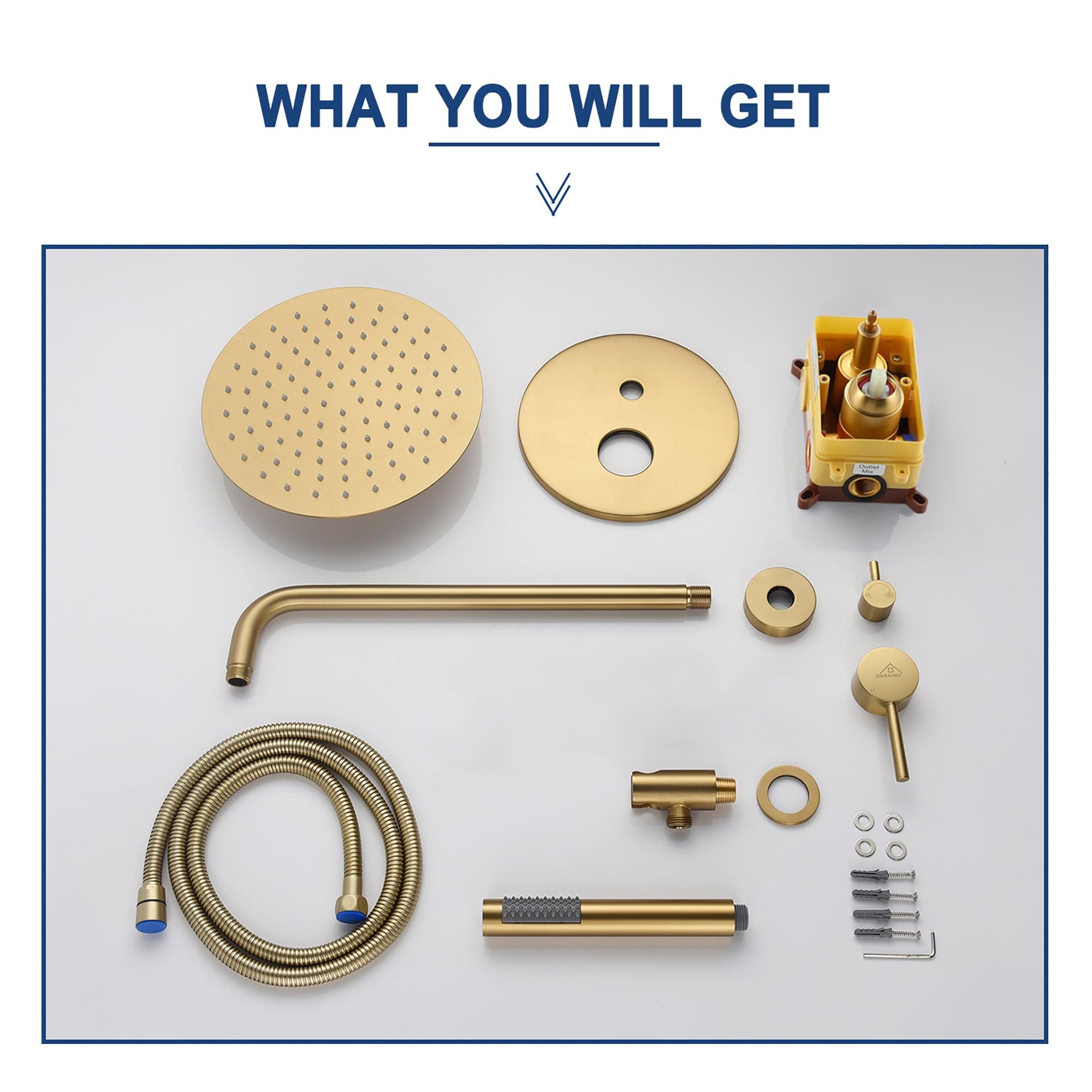 Pressure-Balanced Complete Shower System with 10-Inch Rain Shower Head, Handheld, Rough-in Valve