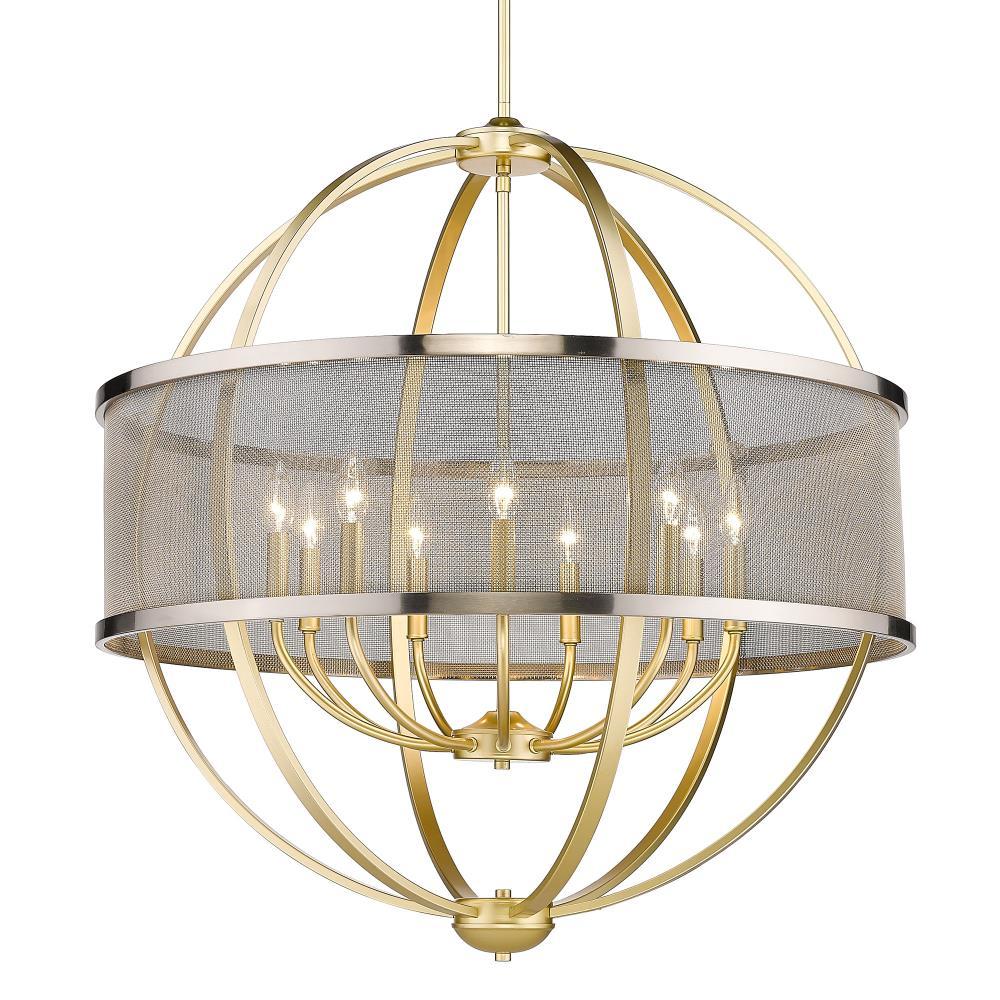 Olympic Gold 33" Industrial 9-Light Chandelier