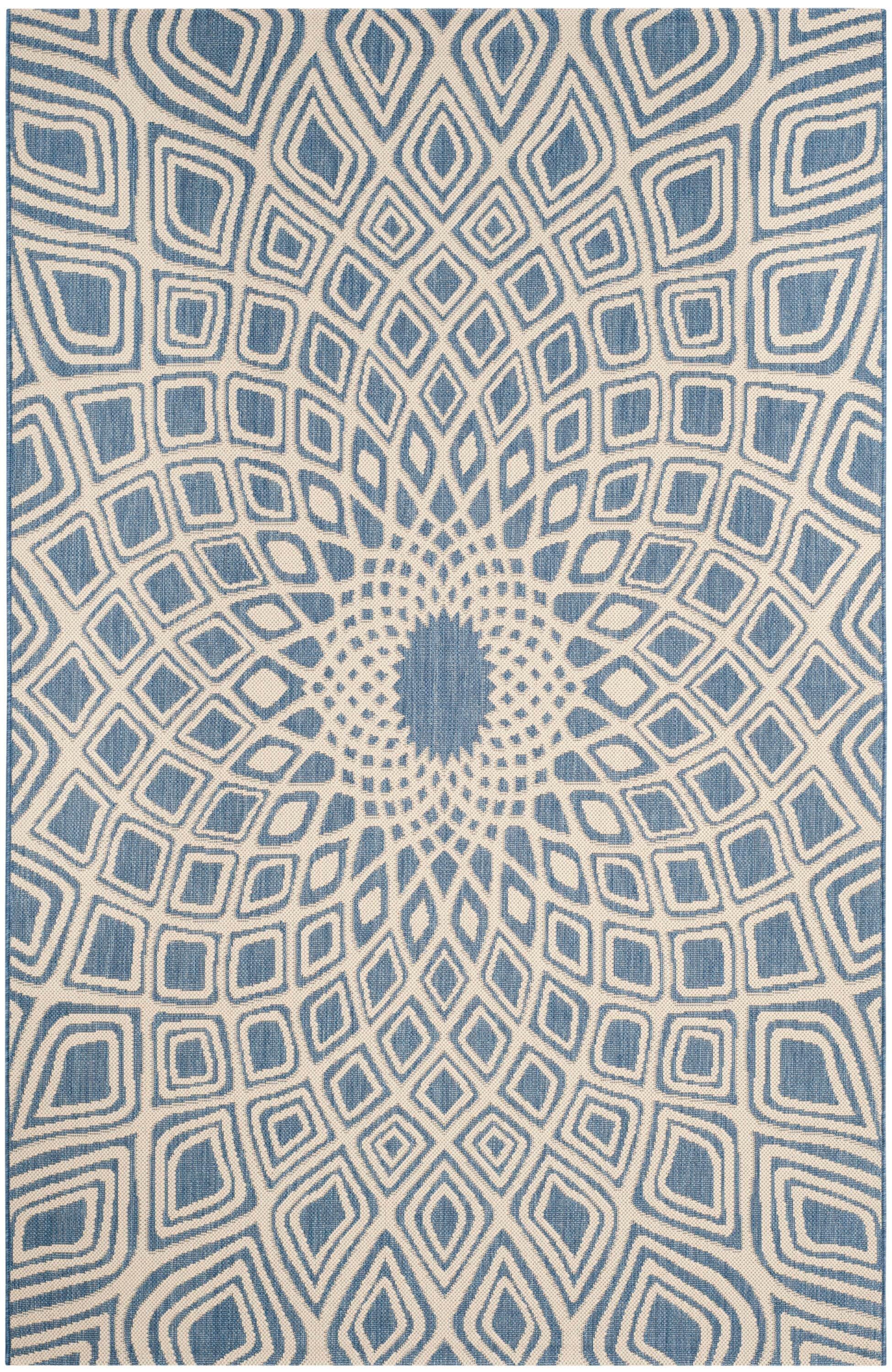 Courtyard CY6616 Power Loomed Indoor/Outdoor Area Rug - Blue/Beige - 5'3"x7'7" - Safavieh.