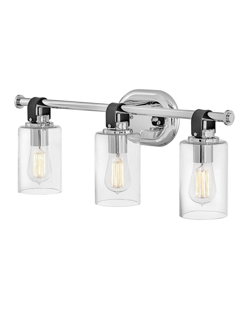 Halstead Chrome 3-Light Vanity with Clear Glass Shades