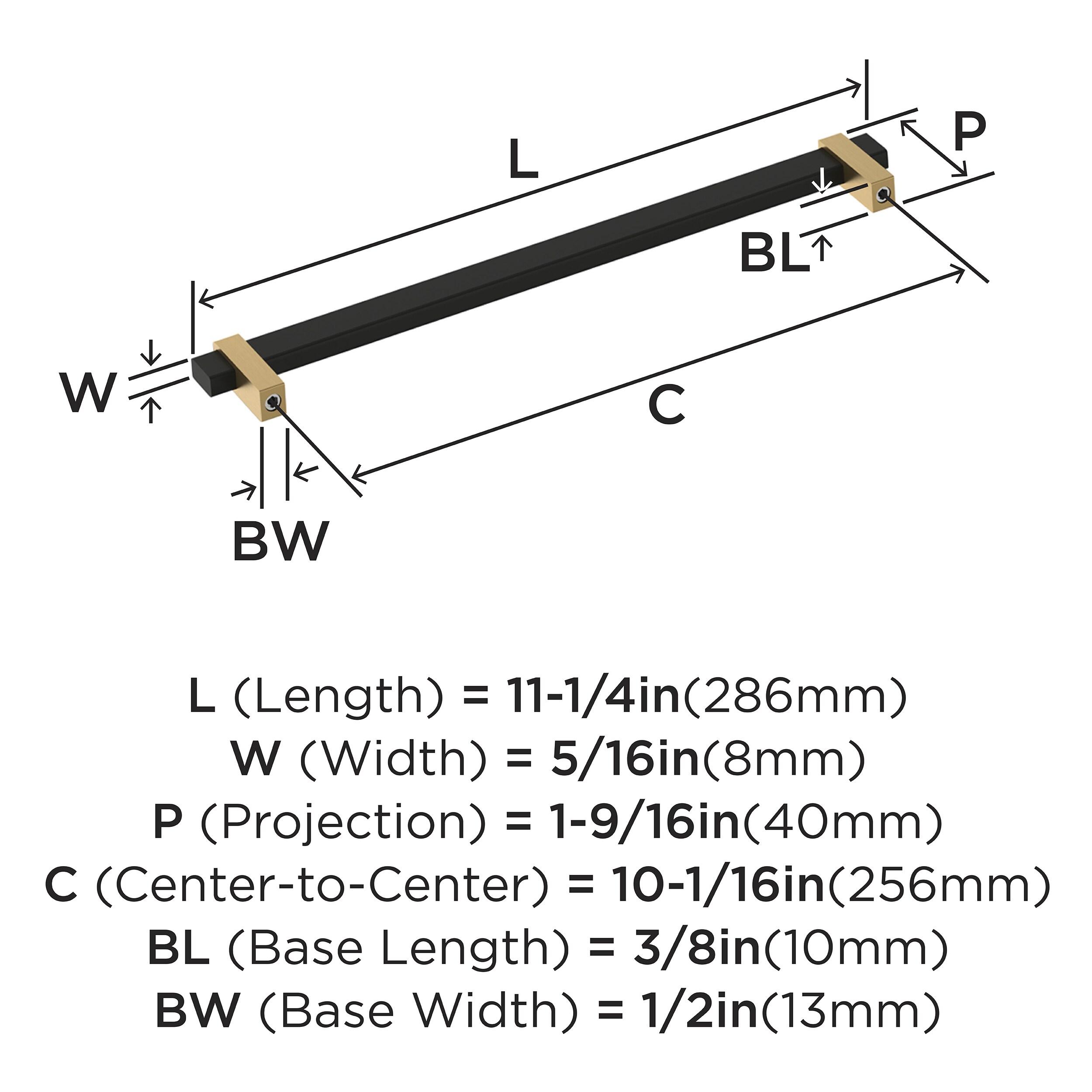 Amerock Mulino 10-1/16 inch (256mm) Center-to-Center Matte Black/Champagne Bronze Cabinet Pull