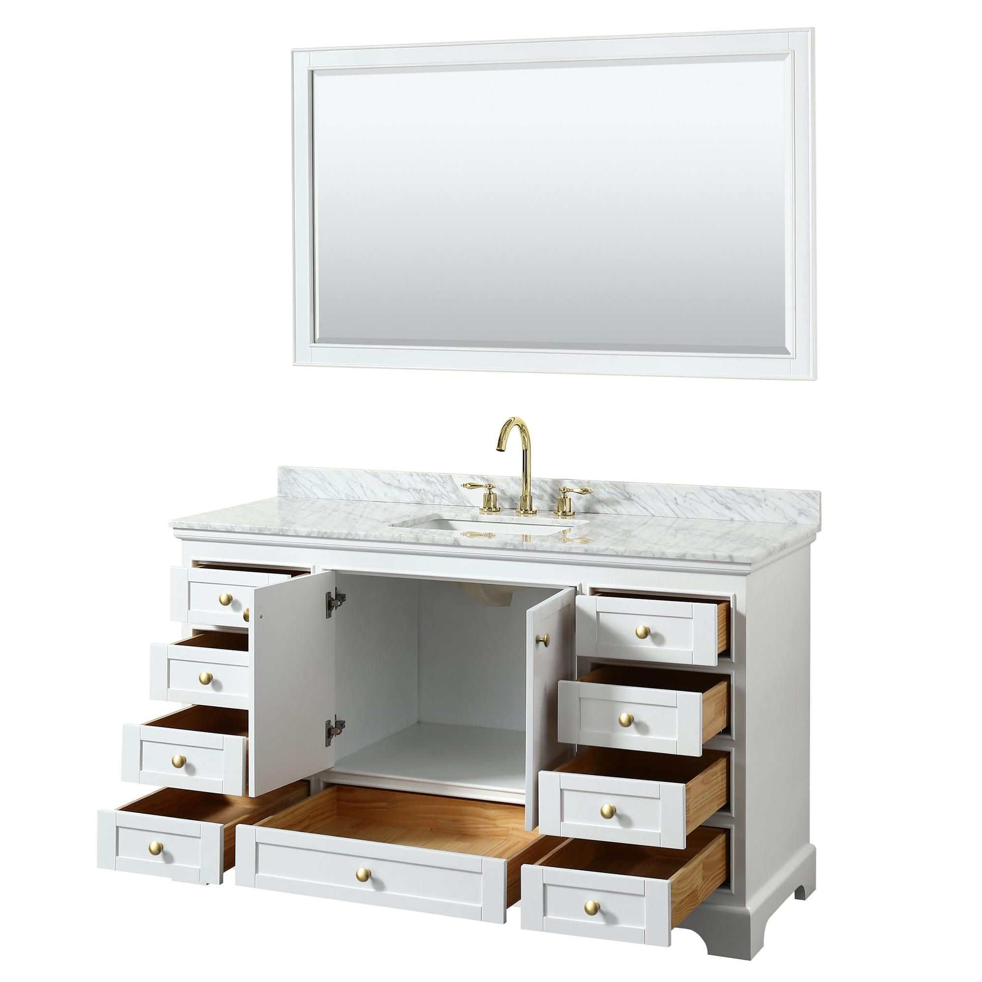 Wyndham Collection Deborah 60'' Single Bathroom Vanity with Marble Top with Mirror