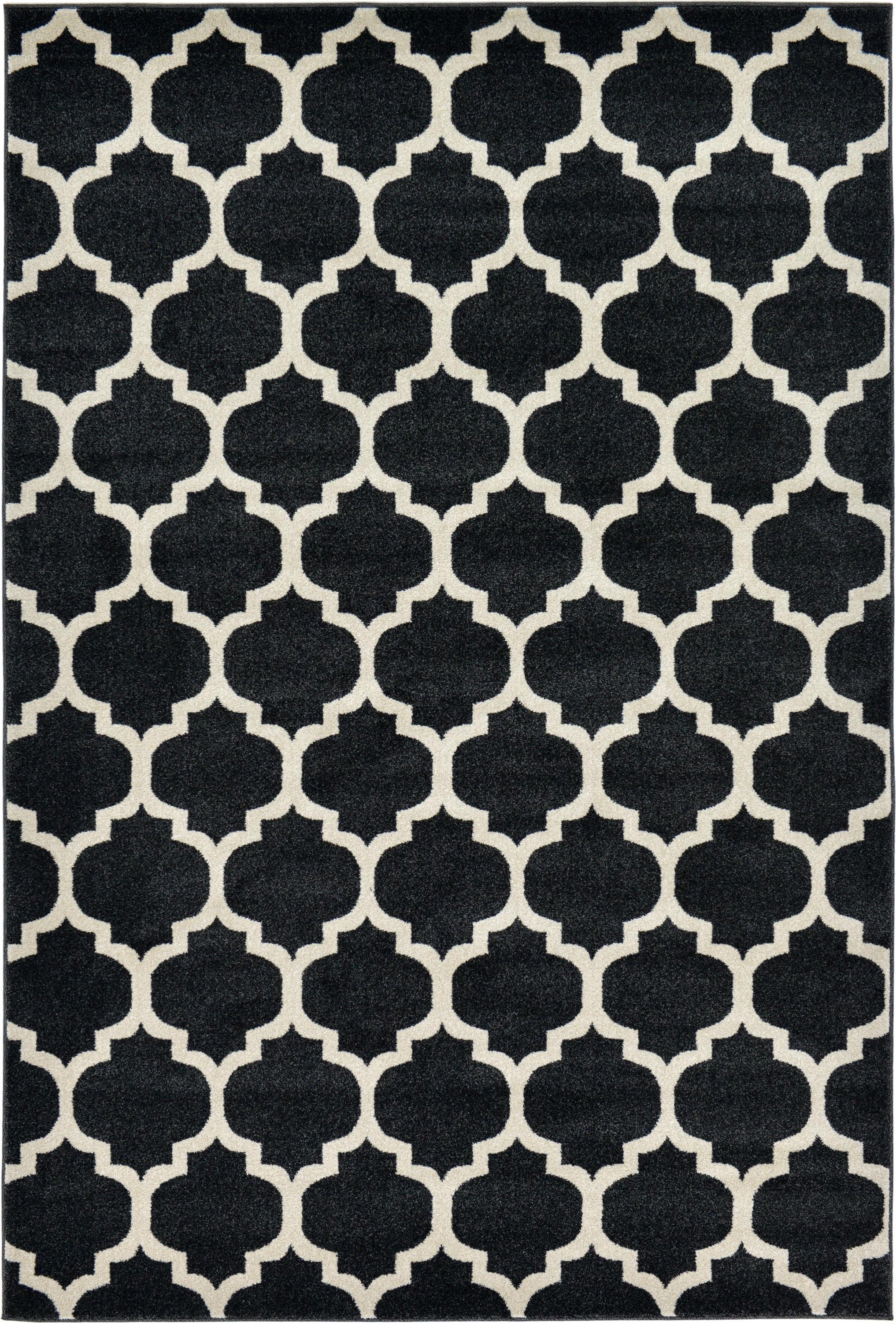 Unique Loom Trellis Collection Area Rug - Philadelphia (6' 1" x 9' Rectangle Black/Beige)