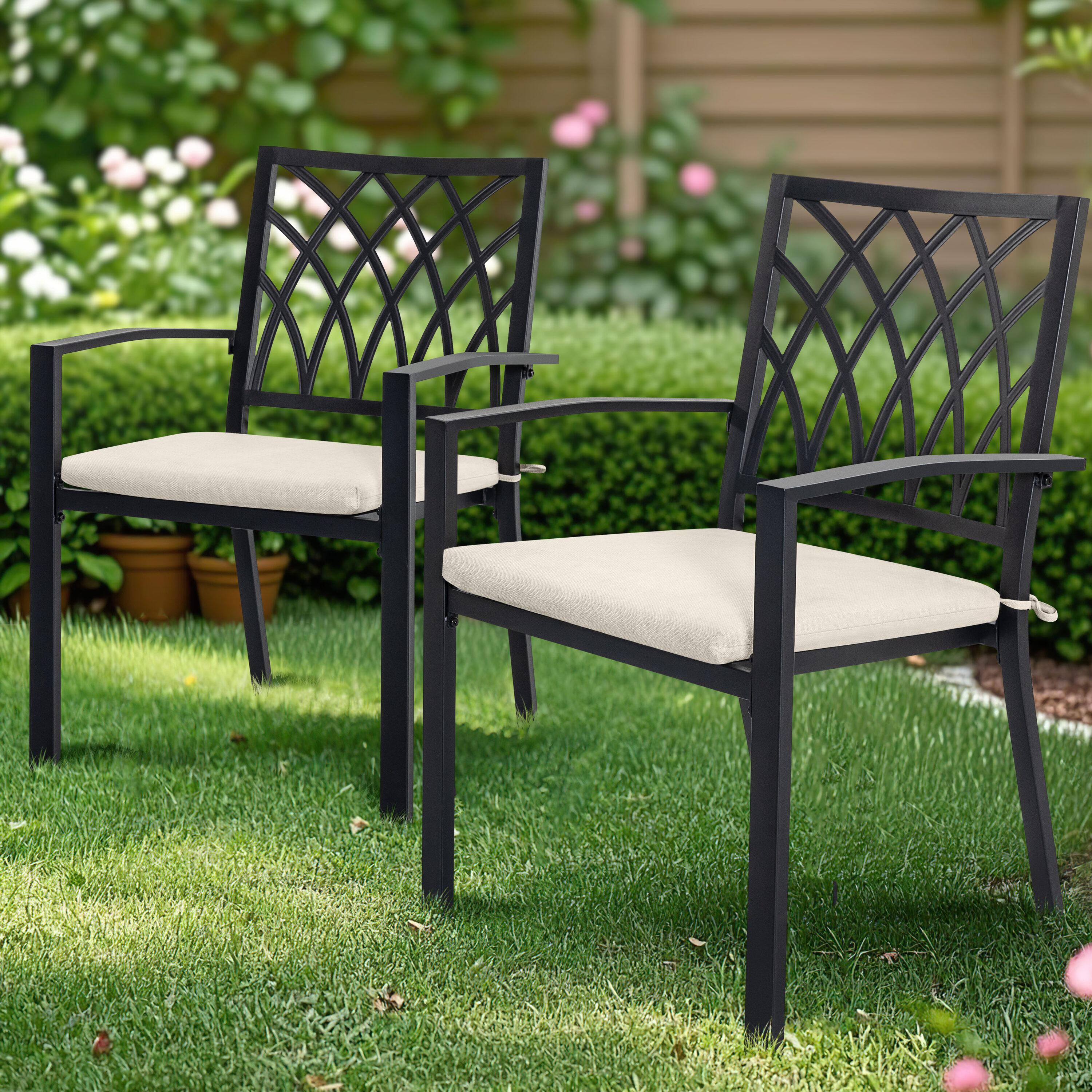 15 in. x 16 in. Outdoor Patio Chair Seat Cushion in Gray (2-Pack)