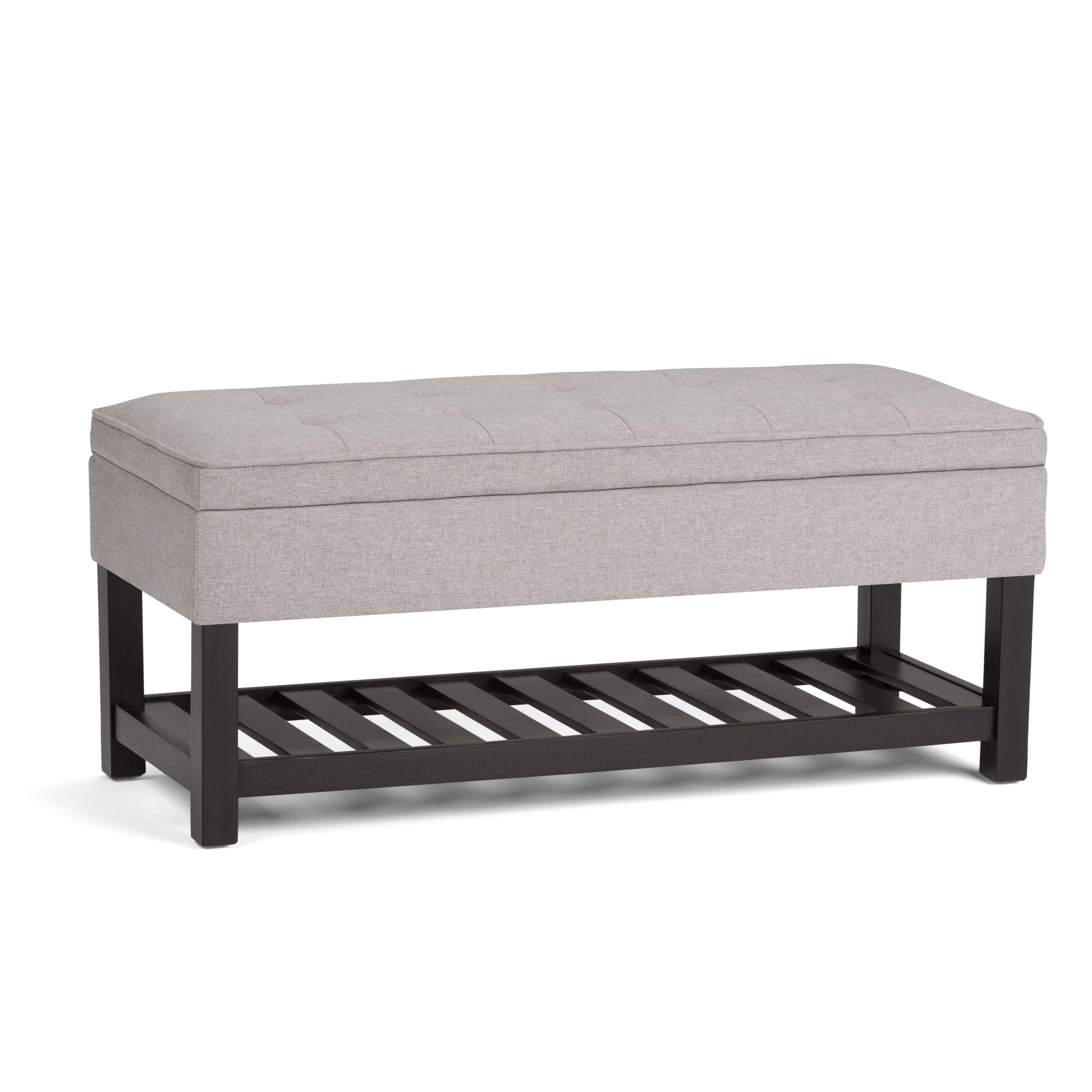 Simpli Home Cosmopolitan 44"W Transitional Tufted Storage Ottoman Bench with Lift Top